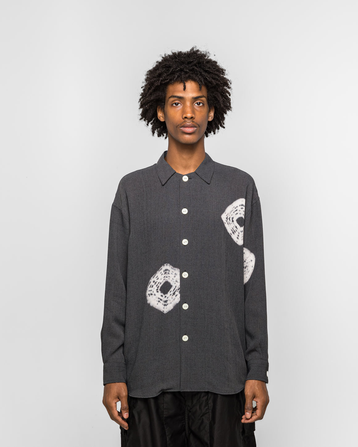 Needles - Uncon Shirt - Charcoal Tie Dye/Crepe - UP THERE