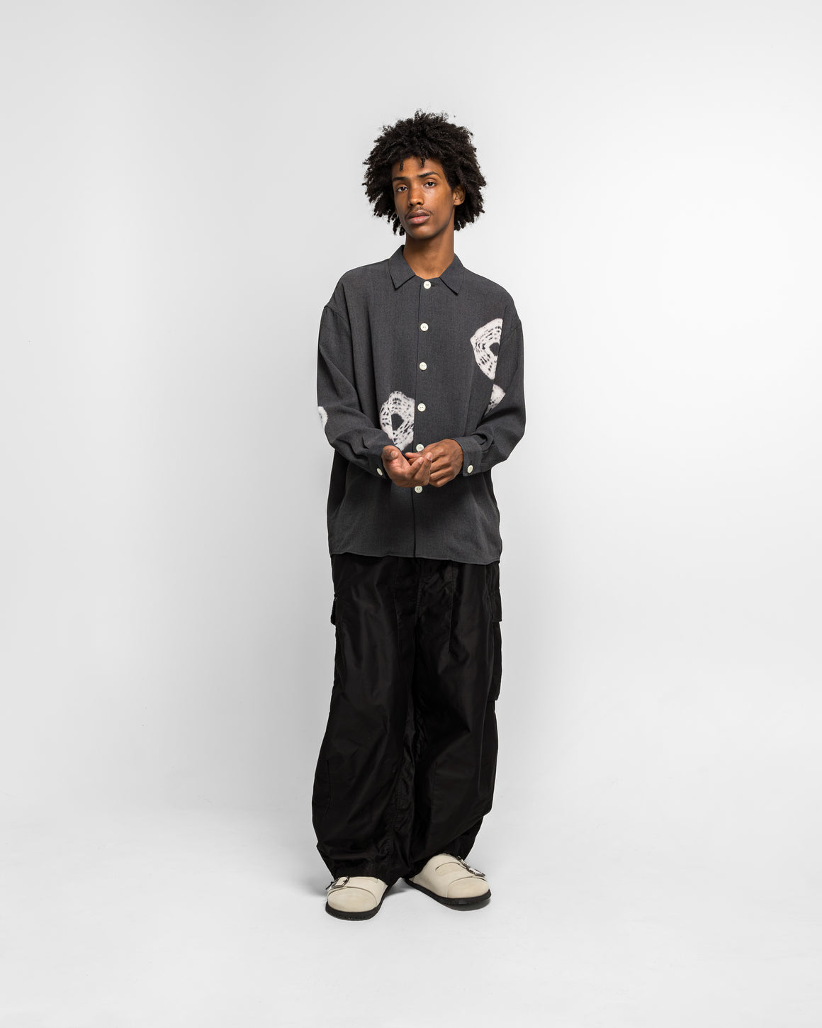 Needles - Uncon Shirt - Charcoal Tie Dye/Crepe - UP THERE