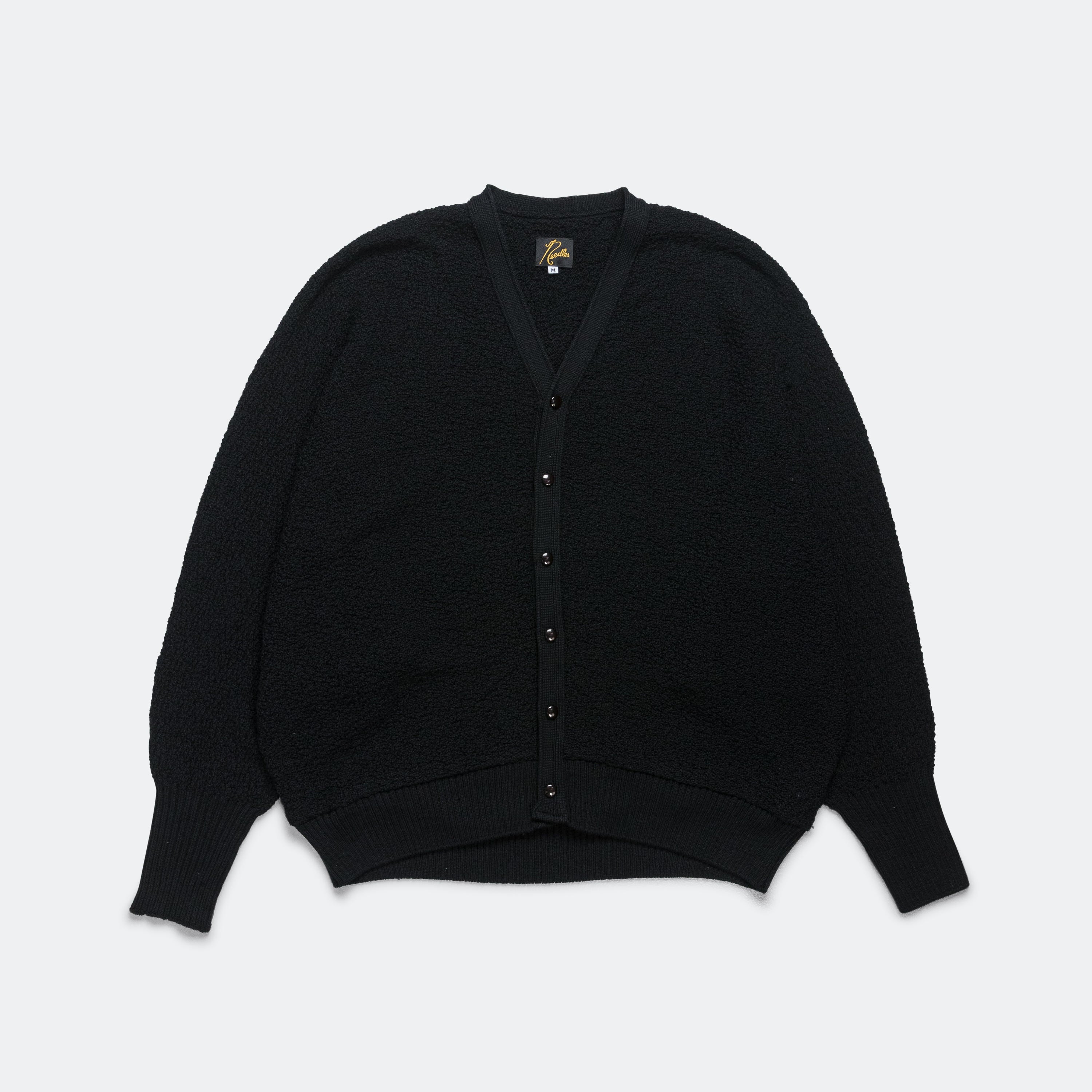 V-Neck Cardigan - Black Merino Wool Knit | UP THERE