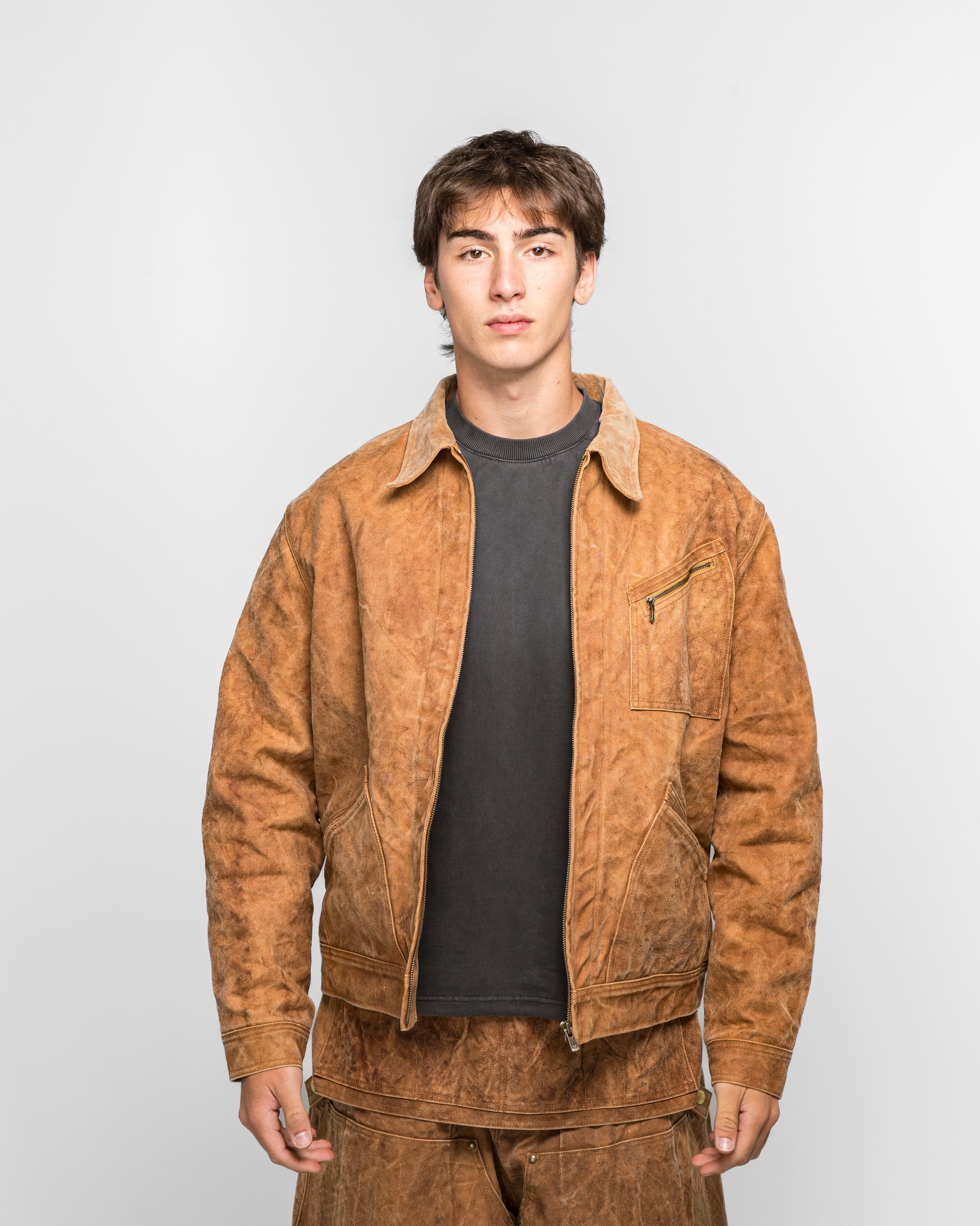 Needles - Zipped Work Jacket - Brown Duck Canvas | UP THERE
