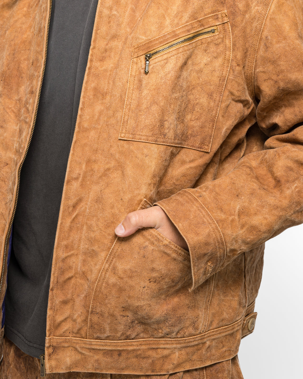 Needles - Zipped Work Jacket - Brown Duck Canvas - UP THERE