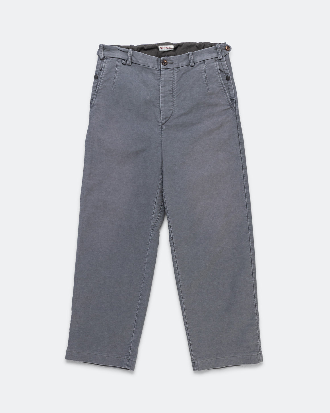 Niceness - ADAMSON Aged Effect Moleskin Trousers - Gray - UP THERE