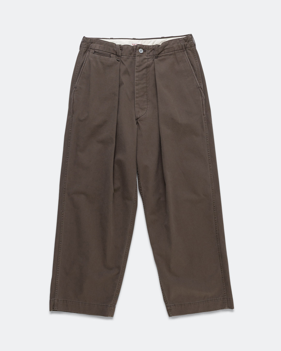 Niceness - ALBARN Aged Effect Resized Chino Trousers - Brown - UP THERE
