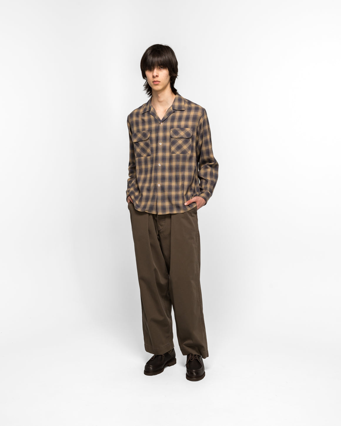Niceness - ALBARN Aged Effect Resized Chino Trousers - Brown - UP THERE