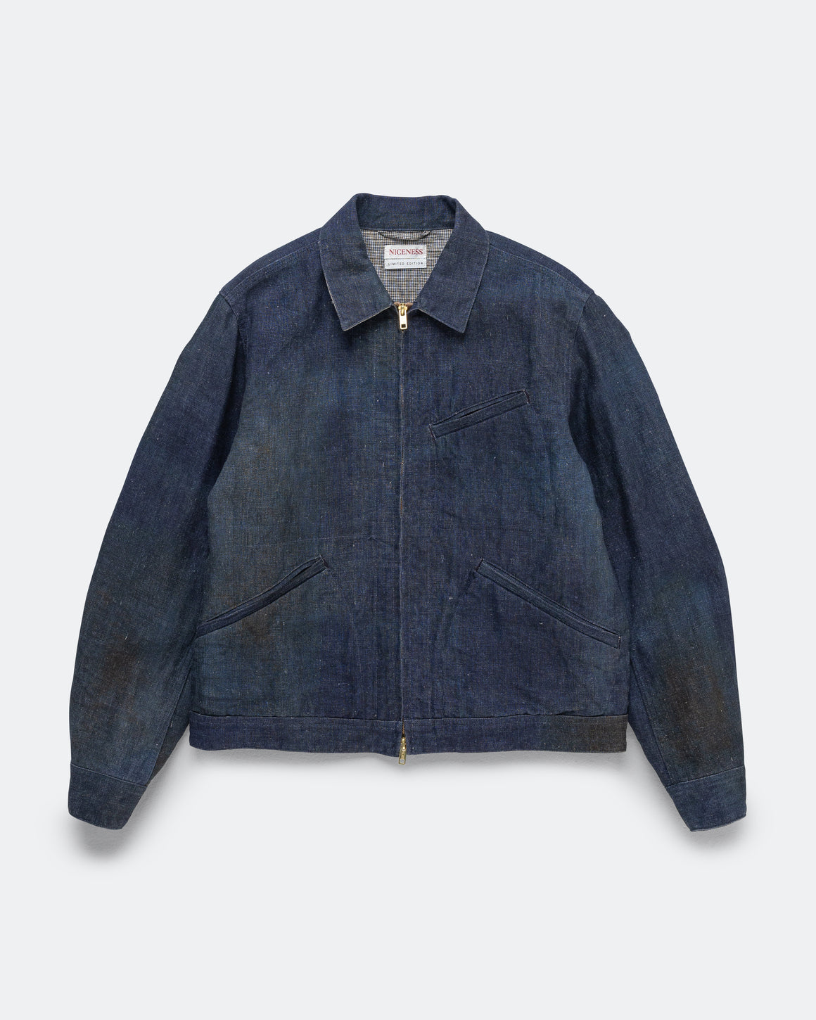 Niceness - N.JETT Printed Canvas Short Blouson - Indigo - UP THERE