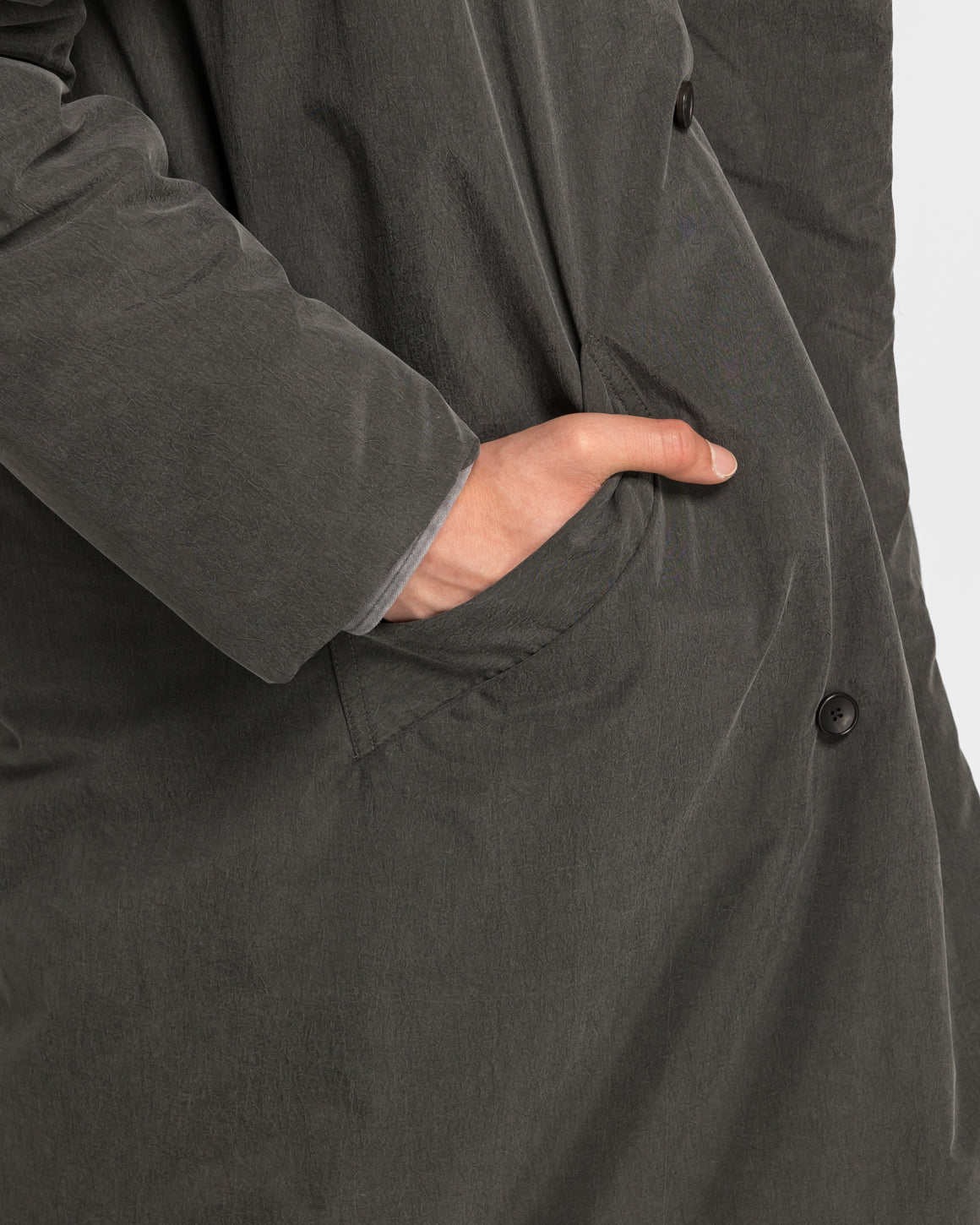 Niceness - ROWAN Felted Nylon Padded Long Coat - Gray - UP THERE