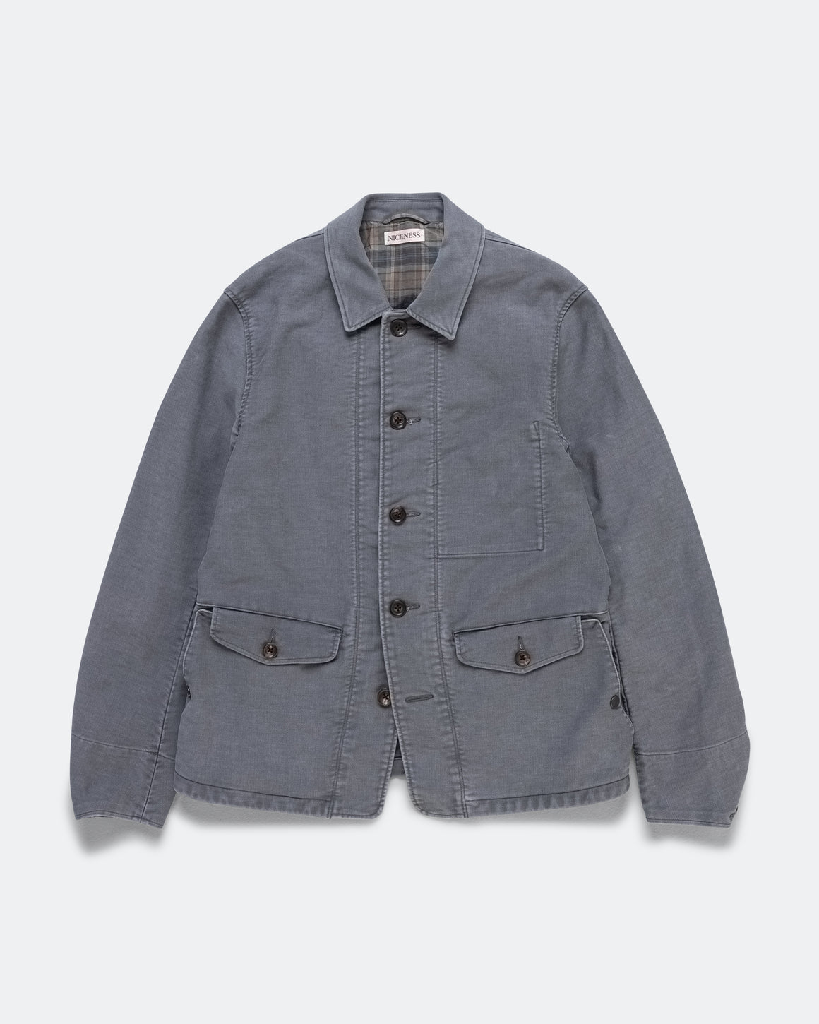 Niceness - TRAFFORD Aged Effect Moleskin Jacket - Gray - UP THERE