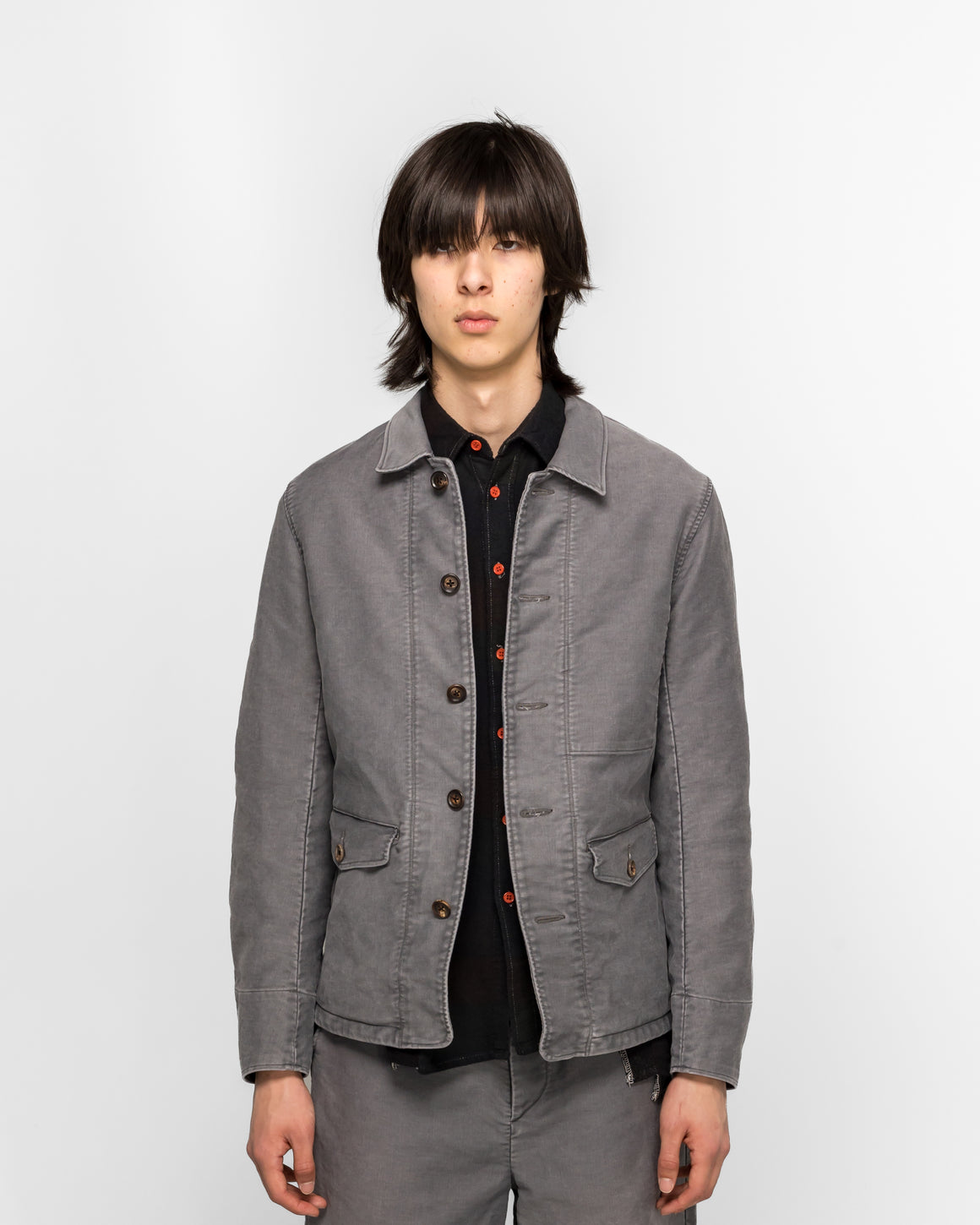 Niceness - TRAFFORD Aged Effect Moleskin Jacket - Gray - UP THERE