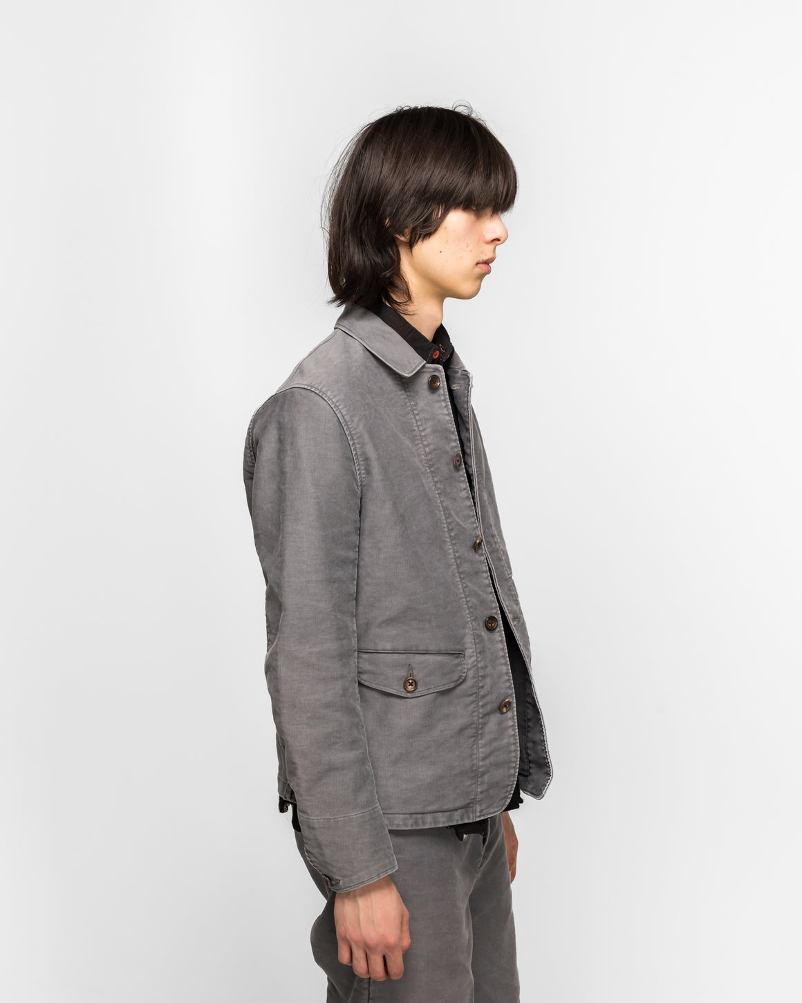 Niceness - TRAFFORD Aged Effect Moleskin Jacket - Gray - UP THERE