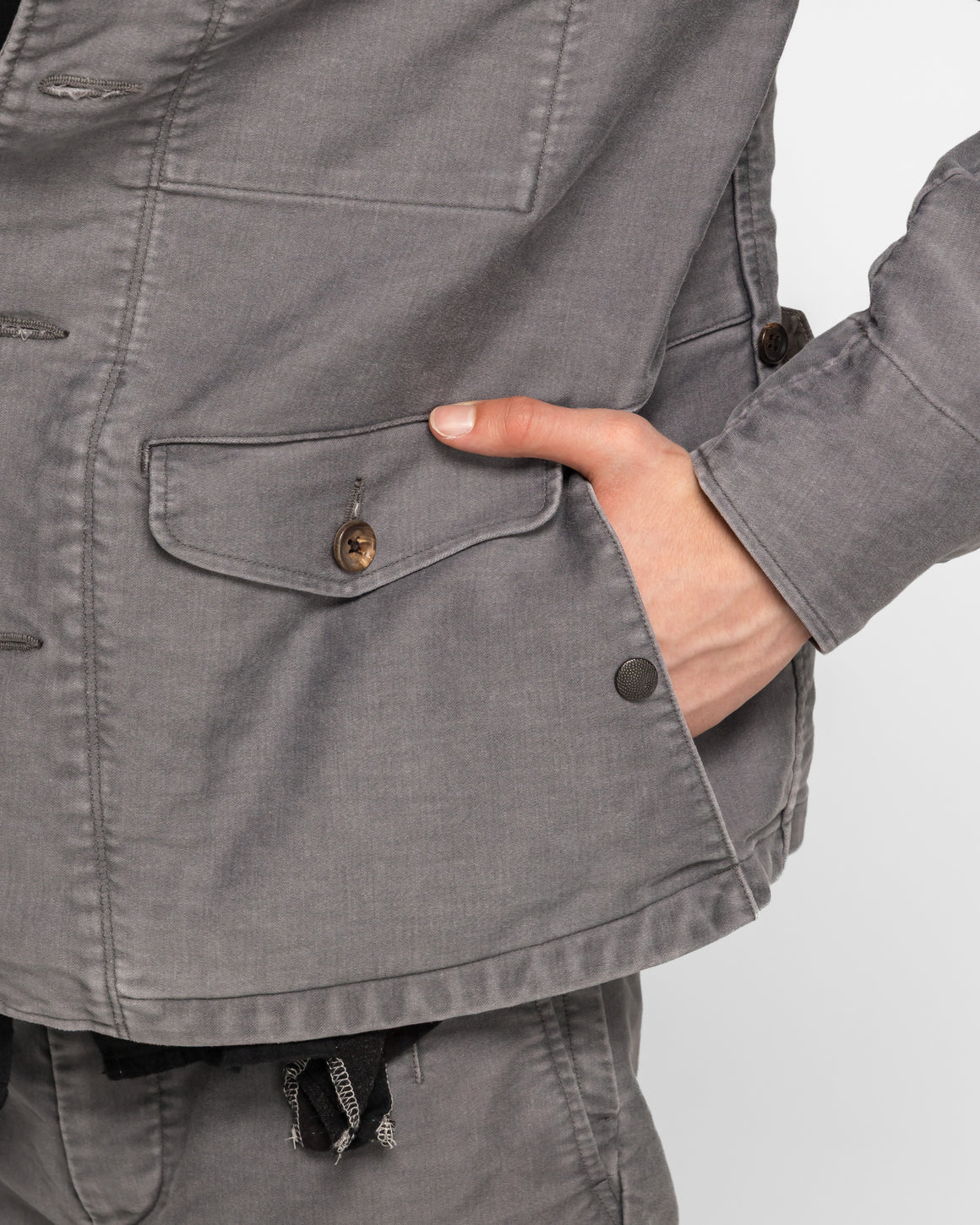 Niceness - TRAFFORD Aged Effect Moleskin Jacket - Gray - UP THERE