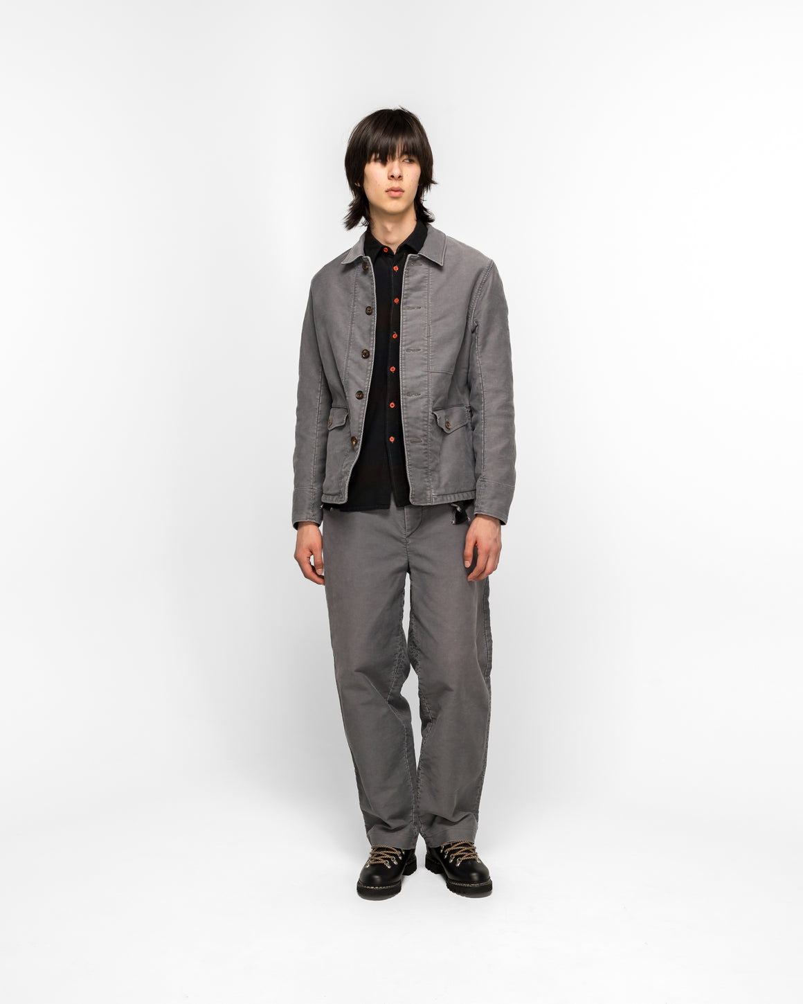Niceness - TRAFFORD Aged Effect Moleskin Jacket - Gray - UP THERE