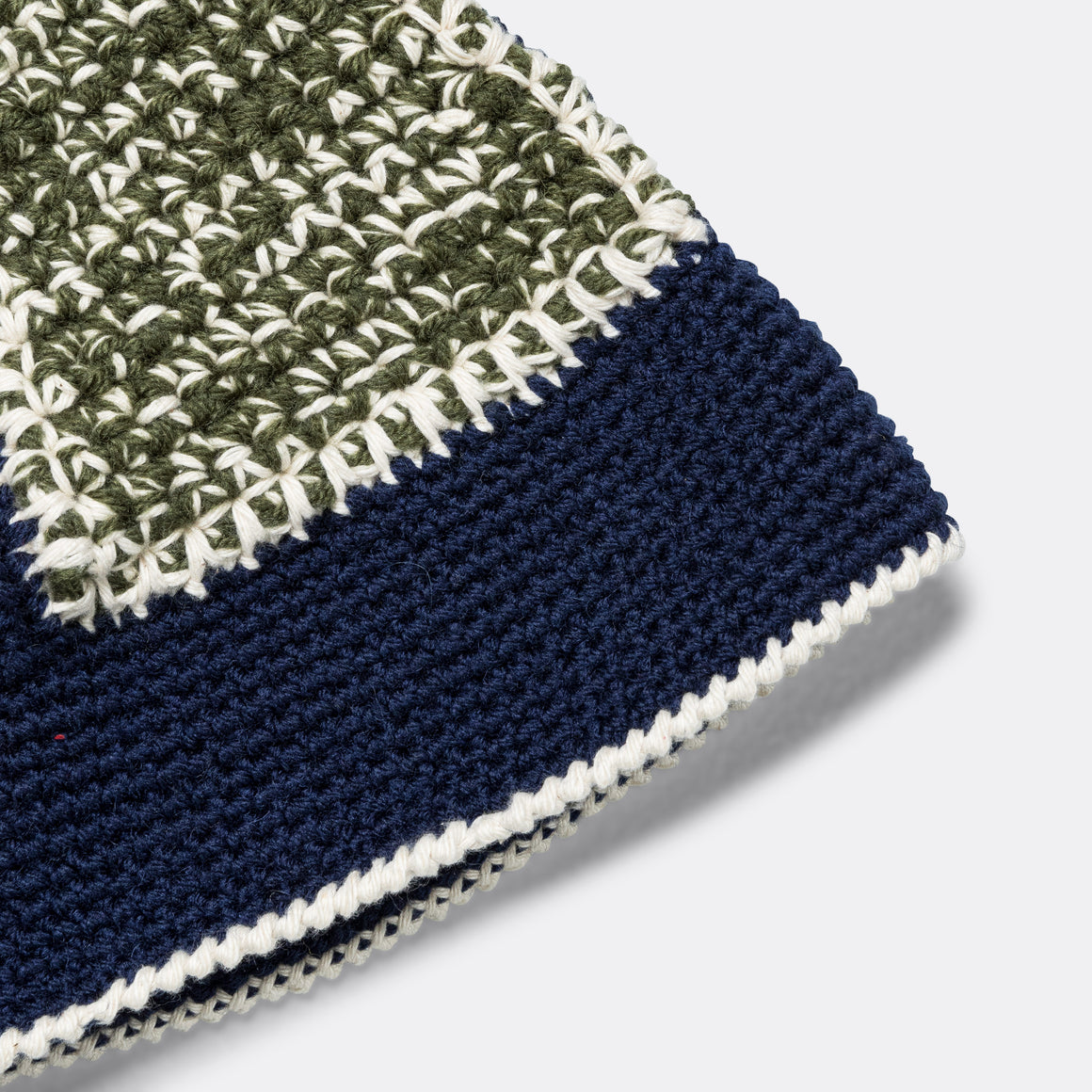Hand Crochet Bucket Hat - Navy/Ecru