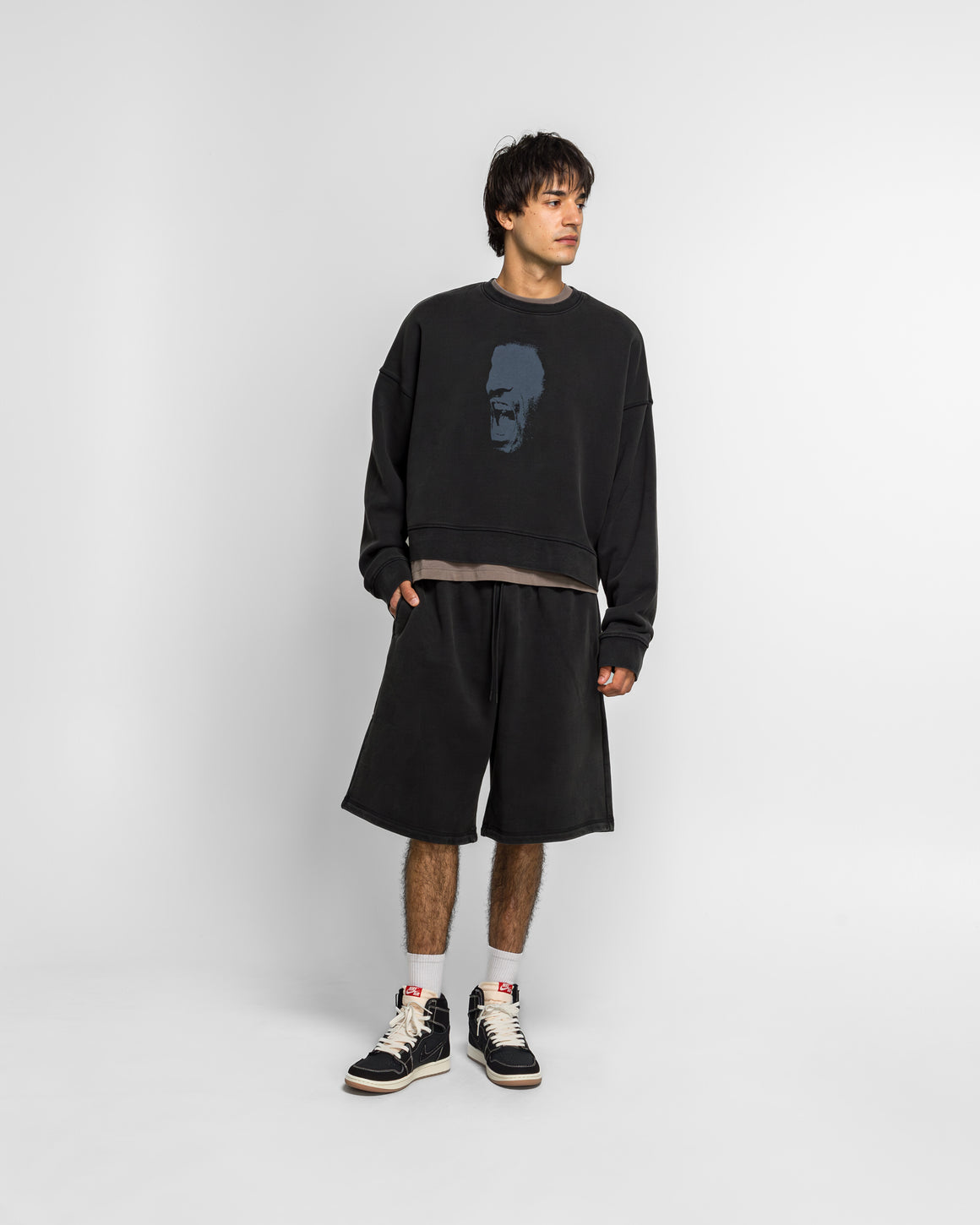 Jordan - Jordan x IH Cropped Fleece Crew - Black - UP THERE
