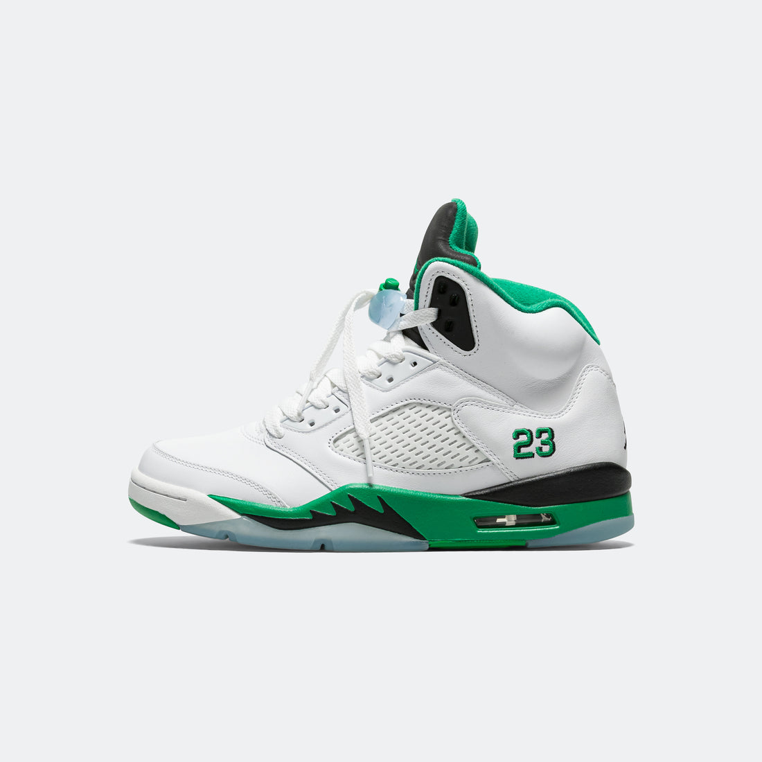 Womens Air Jordan 5 Retro - White/Lucky Green-Black-Ice Blue