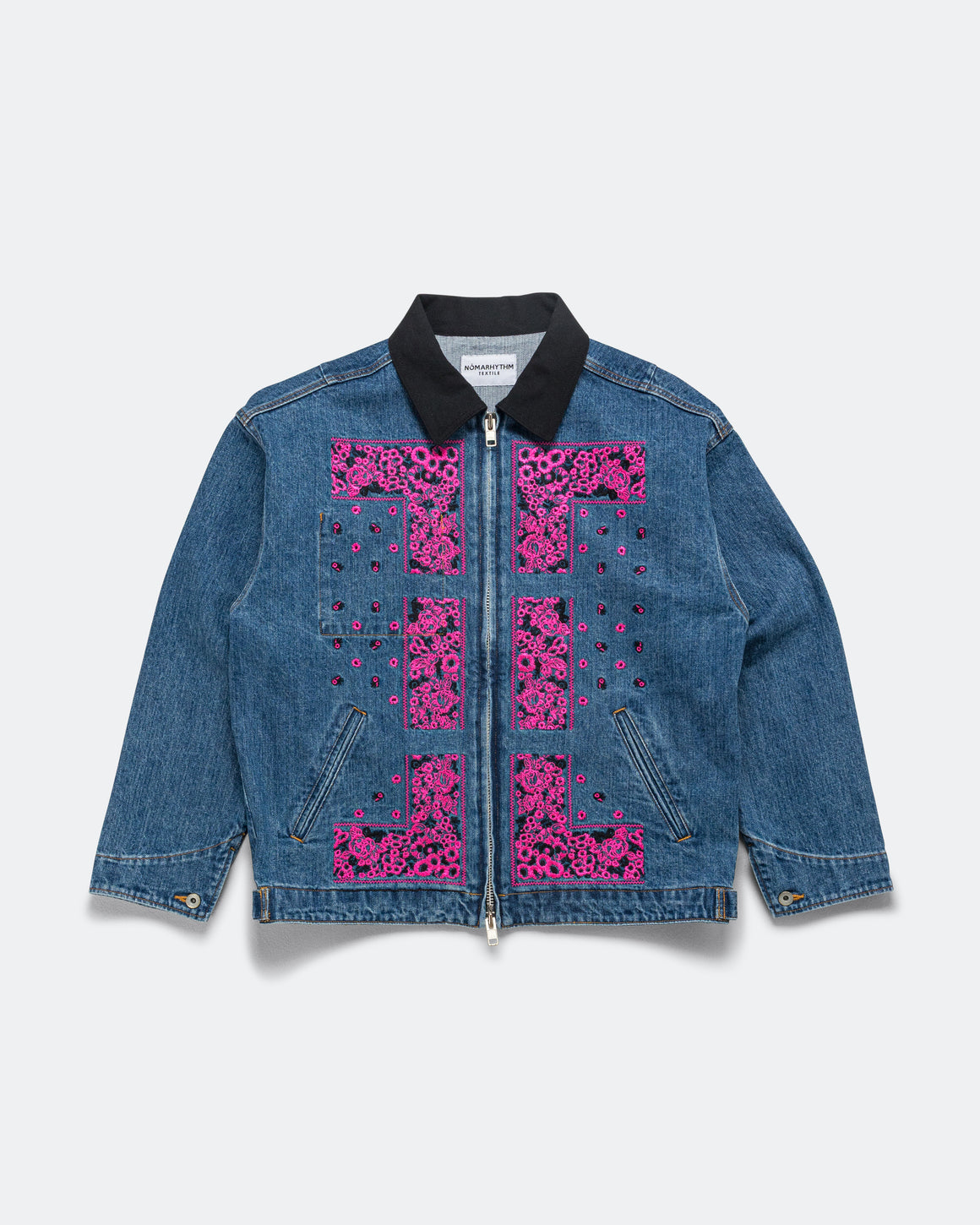 NOMARHYTHM TEXTILE - Bandana Embroidery Denim Jacket - Indigo/Pink - UP THERE