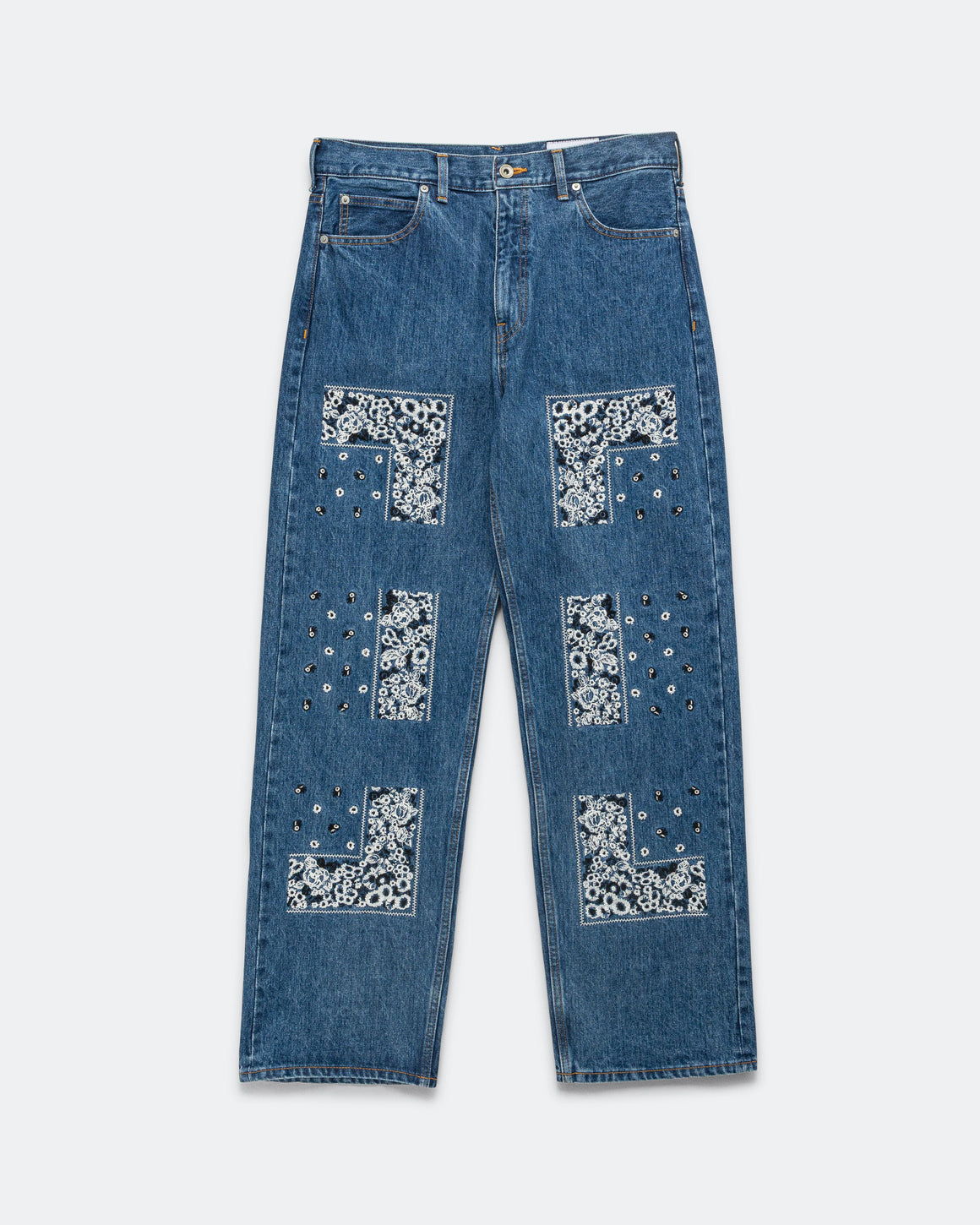 NOMARHYTHM TEXTILE - Bandana Embroidery Denim Pants - Indigo/White - UP THERE