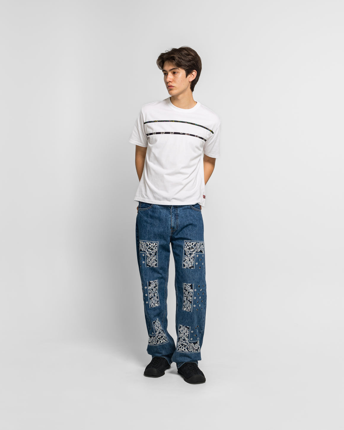 NOMARHYTHM TEXTILE - Bandana Embroidery Denim Pants - Indigo/White - UP THERE