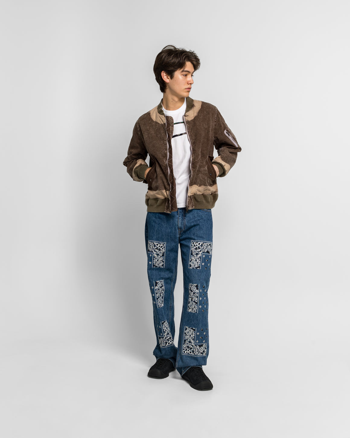 NOMARHYTHM TEXTILE - Hand Dye Flight Jacket - Brown - UP THERE