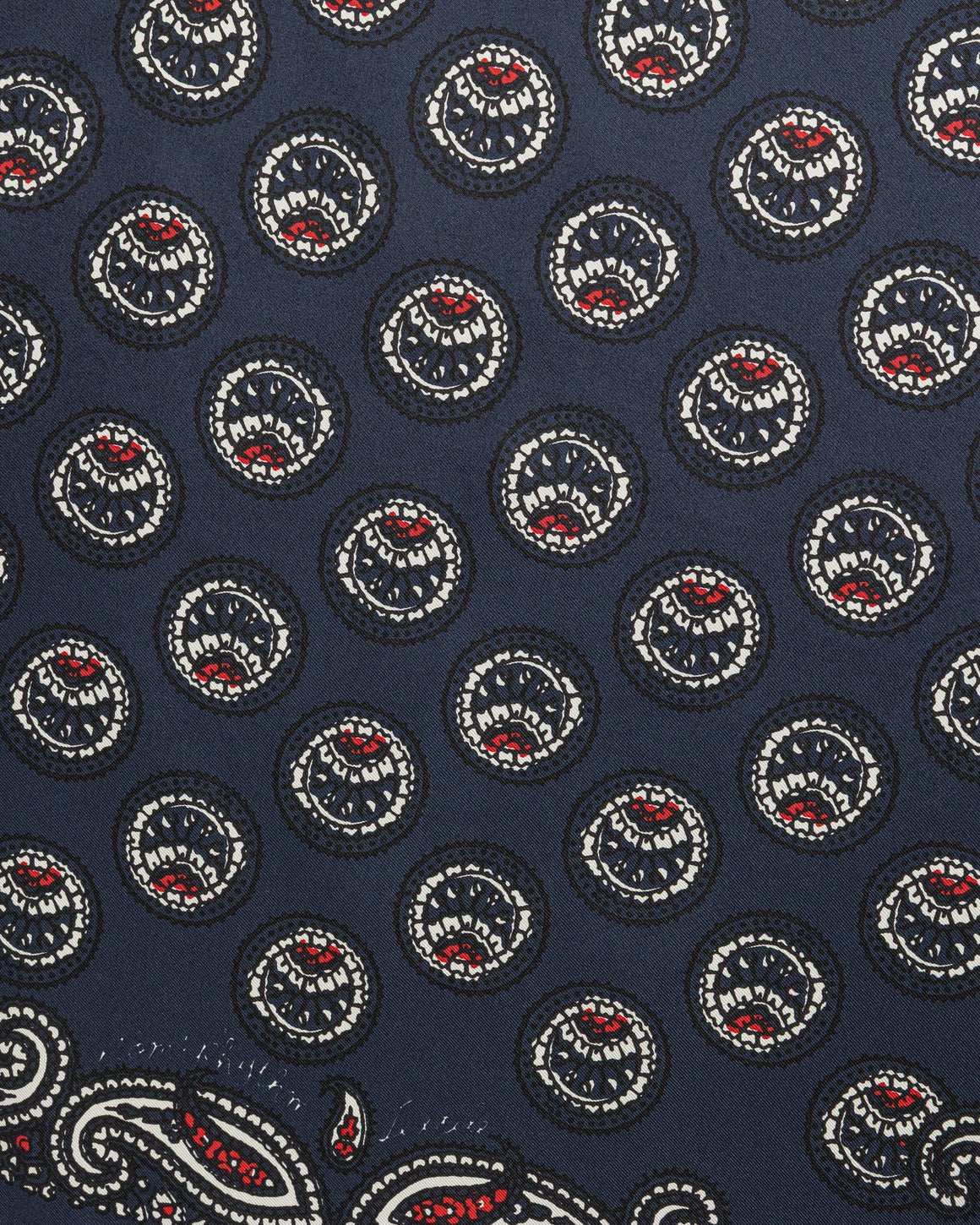 NOMARHYTHM TEXTILE - Paisley Silk Bandana Scarf - Navy - UP THERE