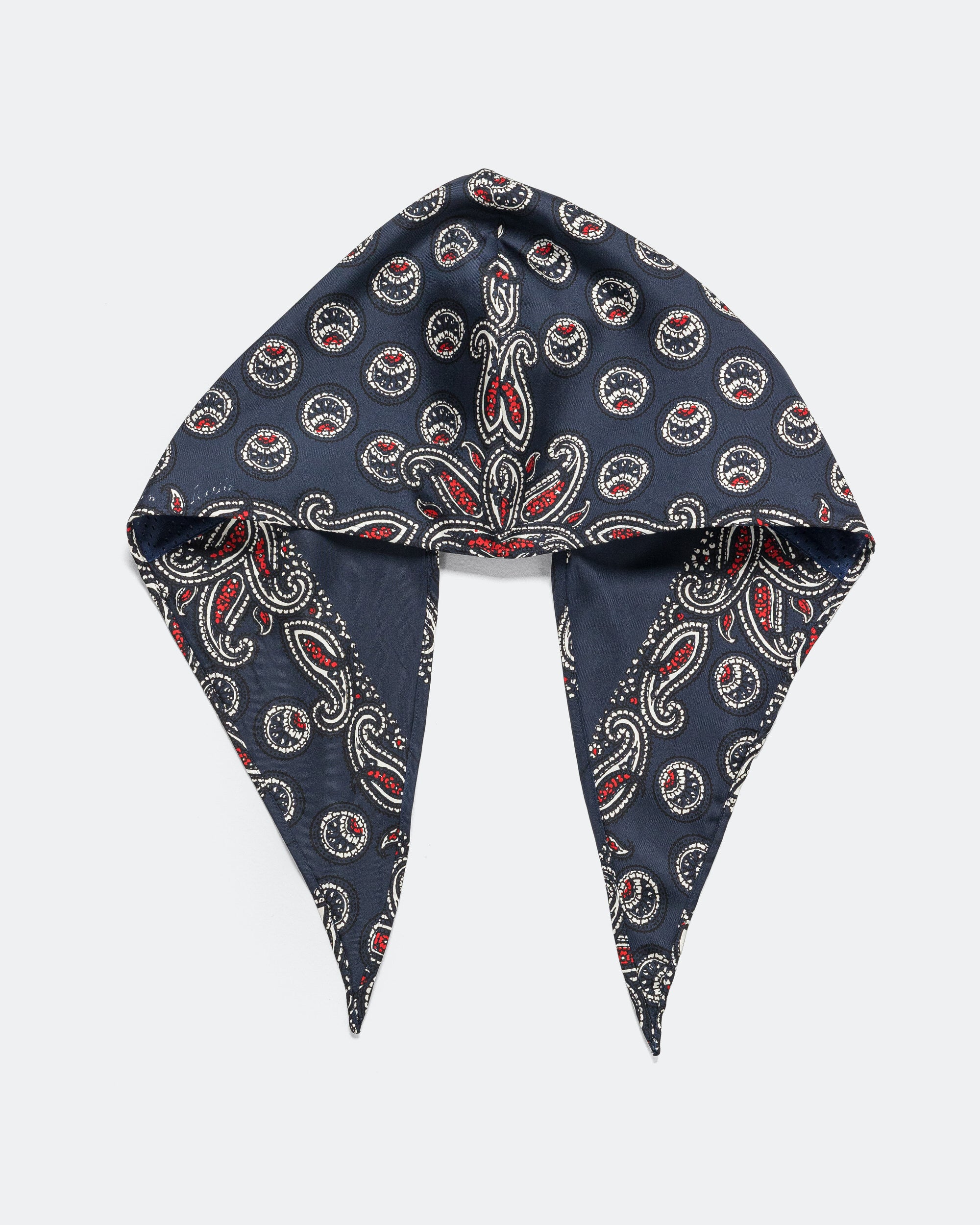 NOMARHYTHM TEXTILE - Paisley Silk Hoody Scarf - Navy | UP THERE