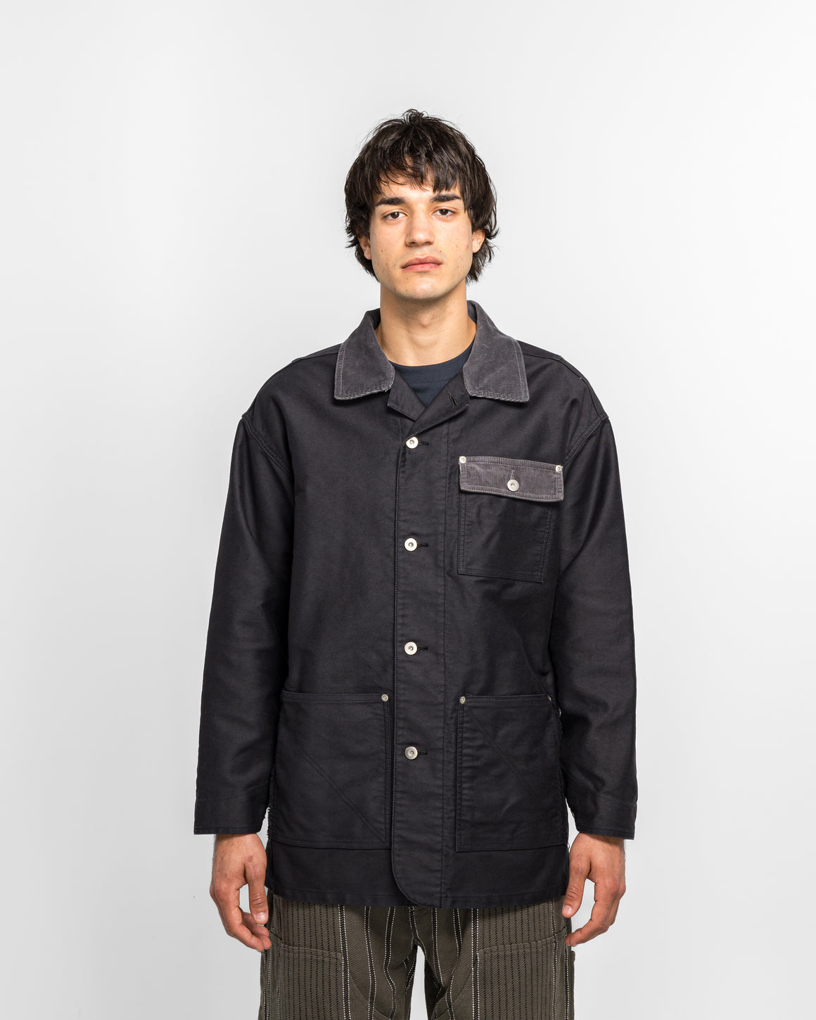 NOMARHYTHM TEXTILE - French Work Coverall Jacket - Black - UP THERE