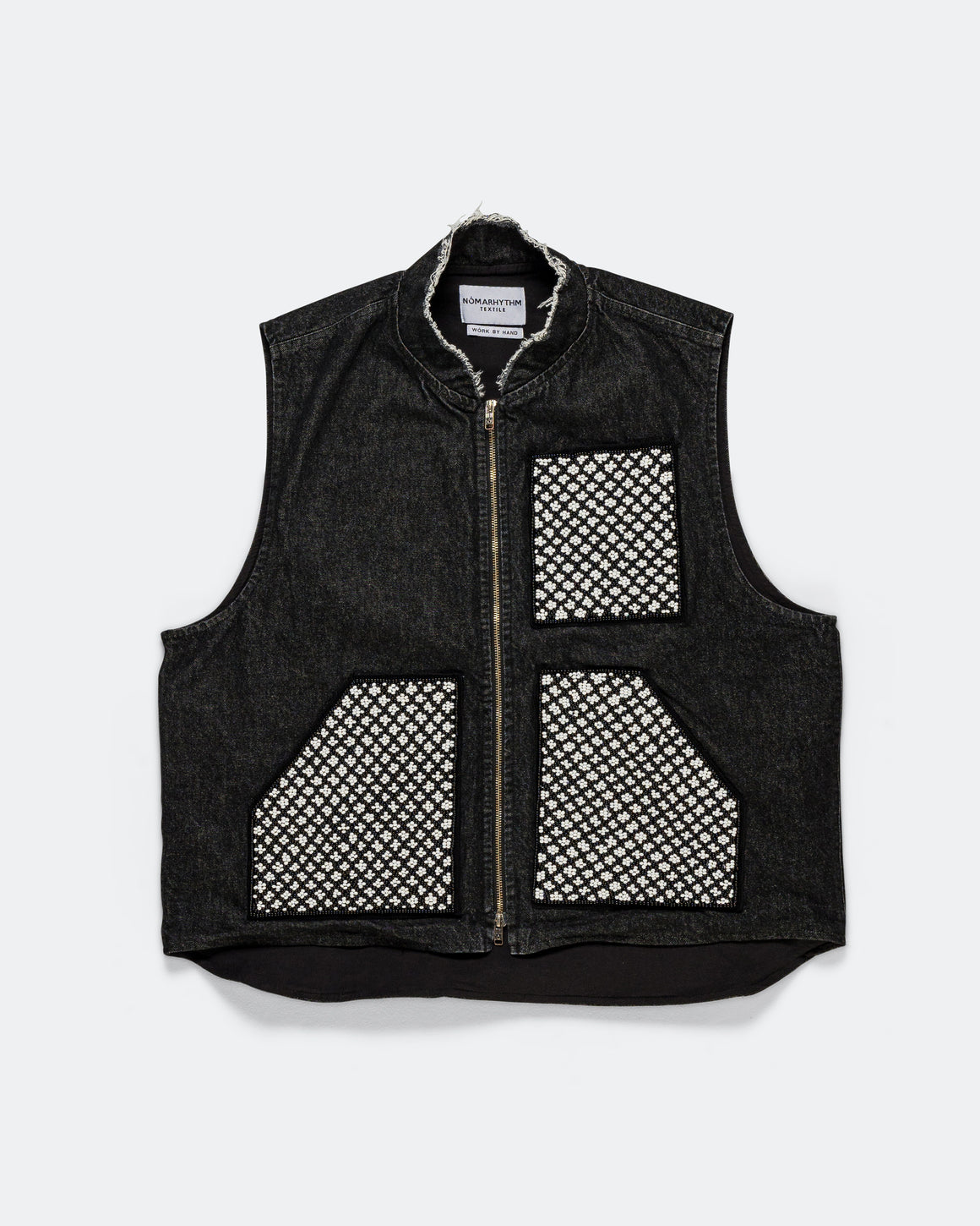 NOMARHYTHM TEXTILE - Hand Beaded Work Vest - Black - UP THERE