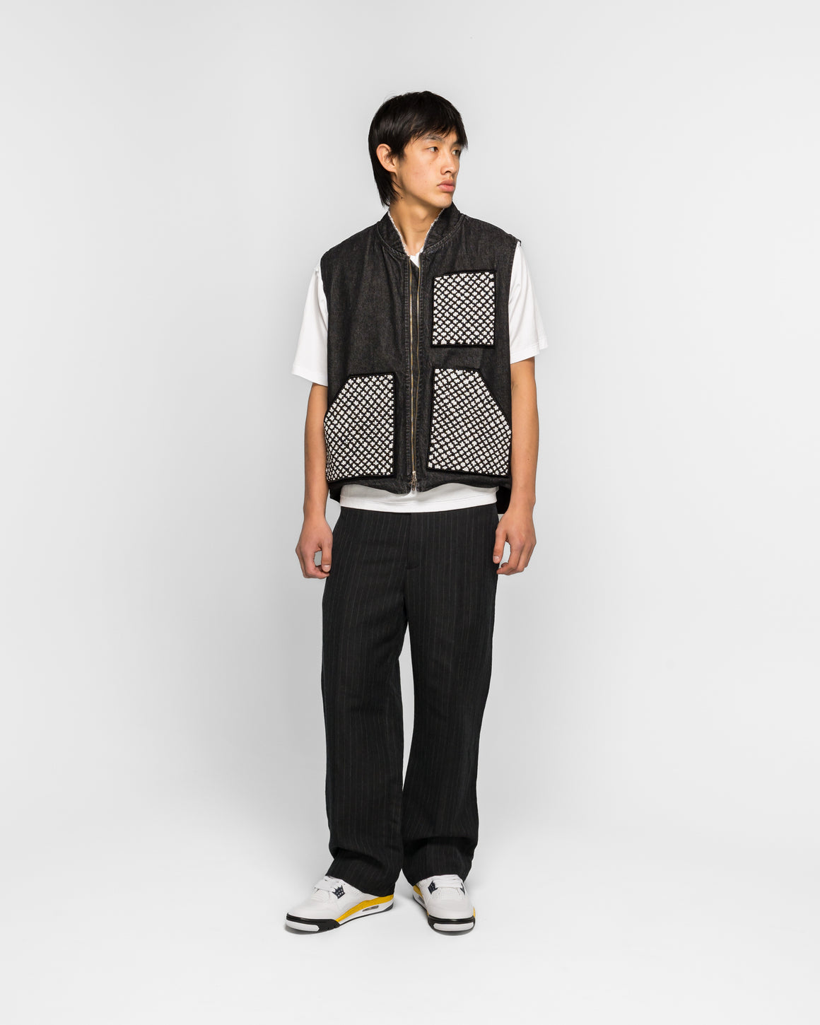 NOMARHYTHM TEXTILE - Hand Beaded Work Vest - Black - UP THERE