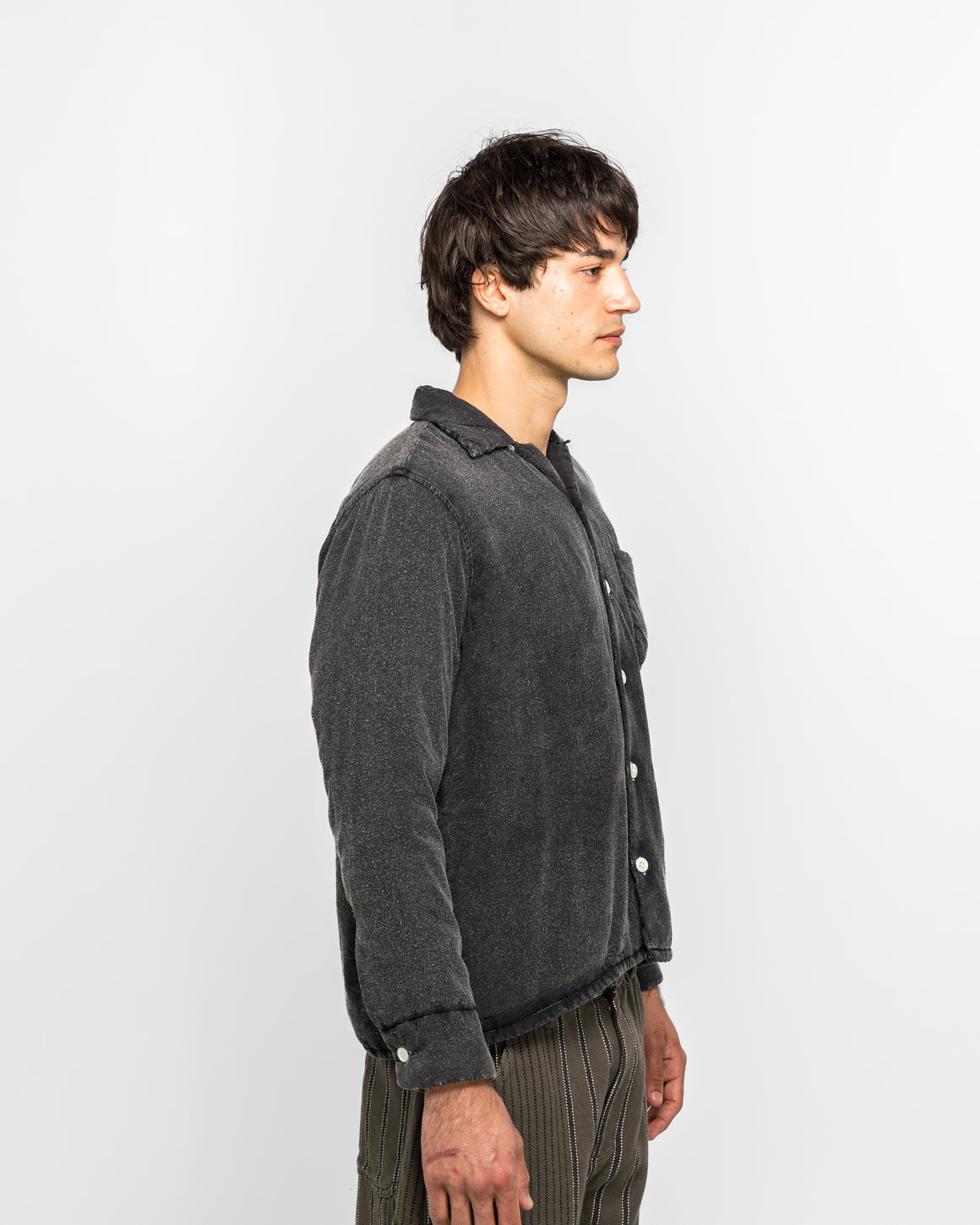 NOMARHYTHM TEXTILE - Hand Dye Puffer Shirt - Black - UP THERE