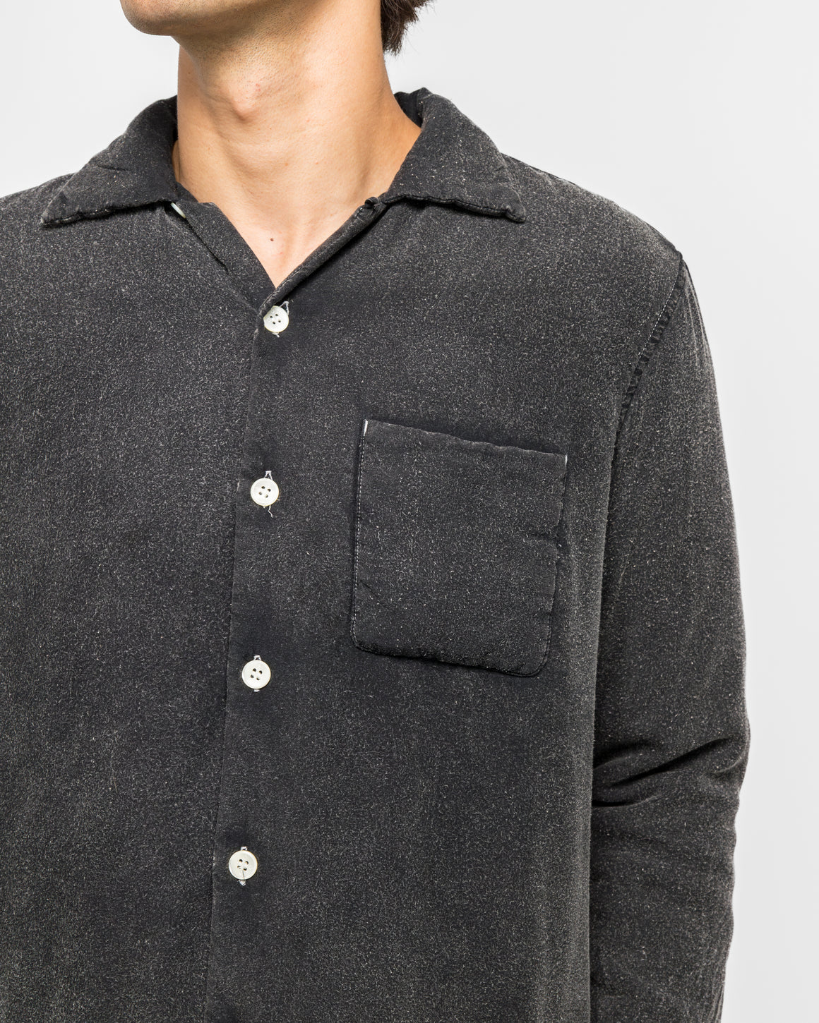 NOMARHYTHM TEXTILE - Hand Dye Puffer Shirt - Black - UP THERE