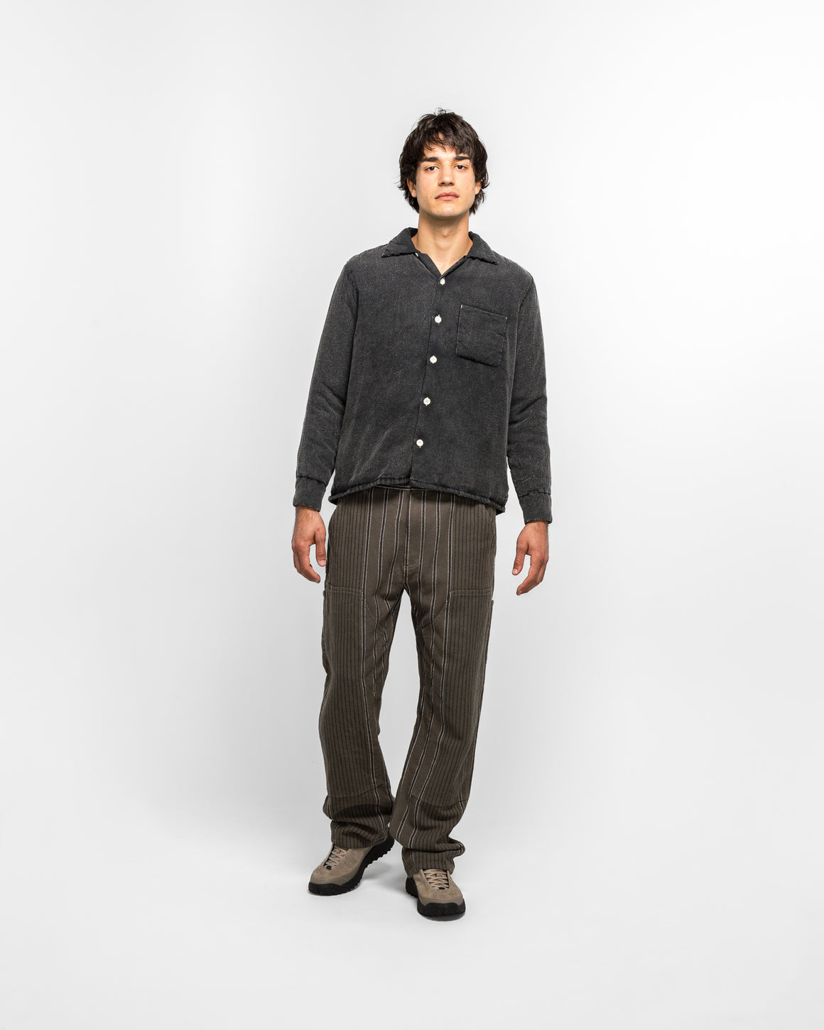 NOMARHYTHM TEXTILE - Hand Dye Puffer Shirt - Black - UP THERE