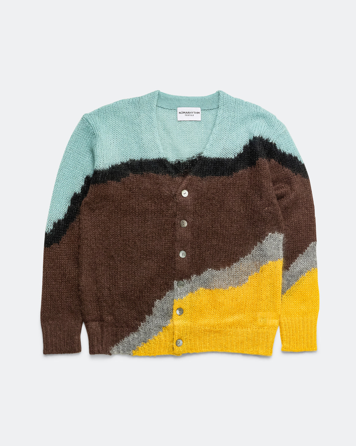 NOMARHYTHM TEXTILE - Multi-Colour Mohair Cardigan - Brown/Light Blue - UP THERE