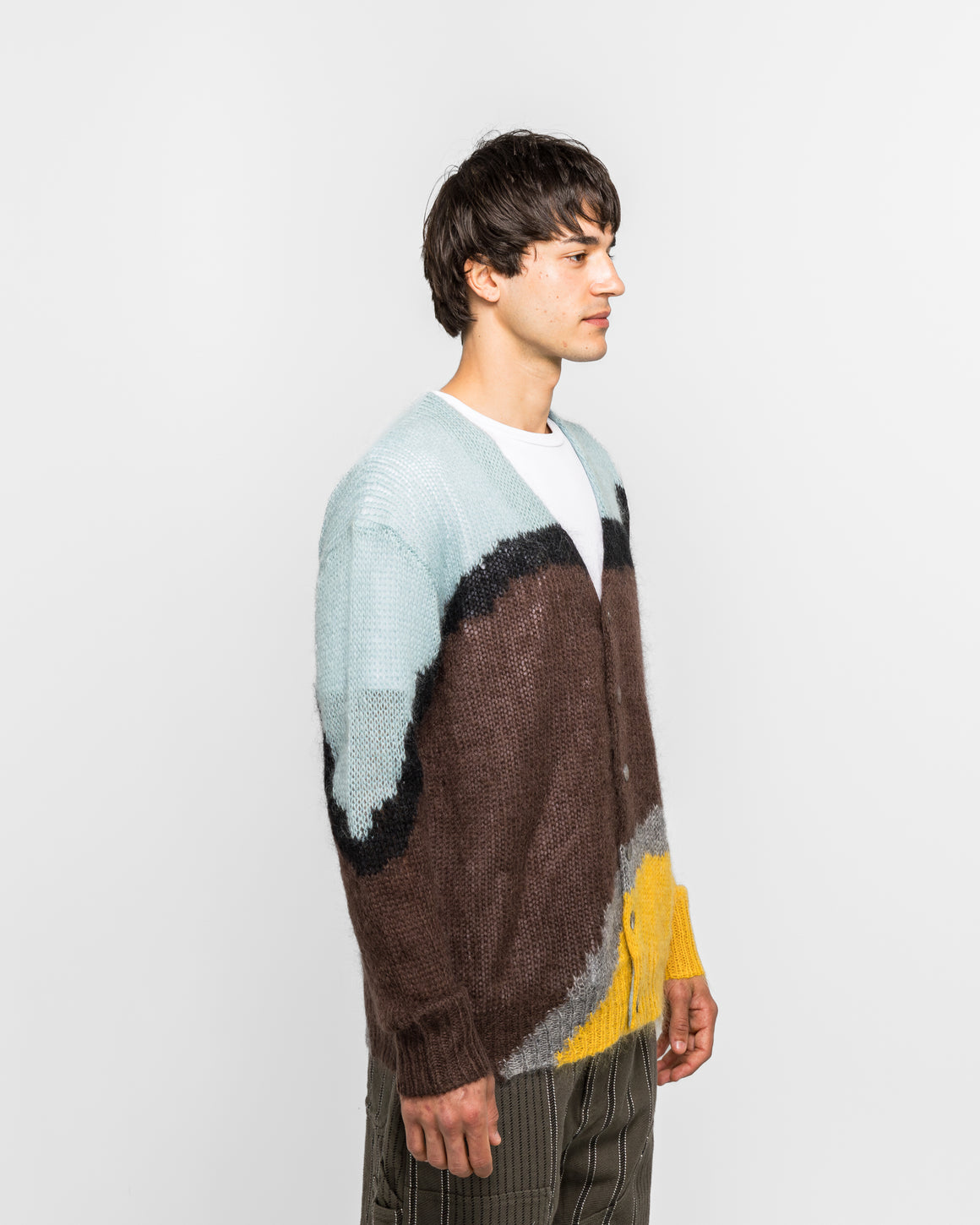 NOMARHYTHM TEXTILE - Multi-Colour Mohair Cardigan - Brown/Light Blue - UP THERE