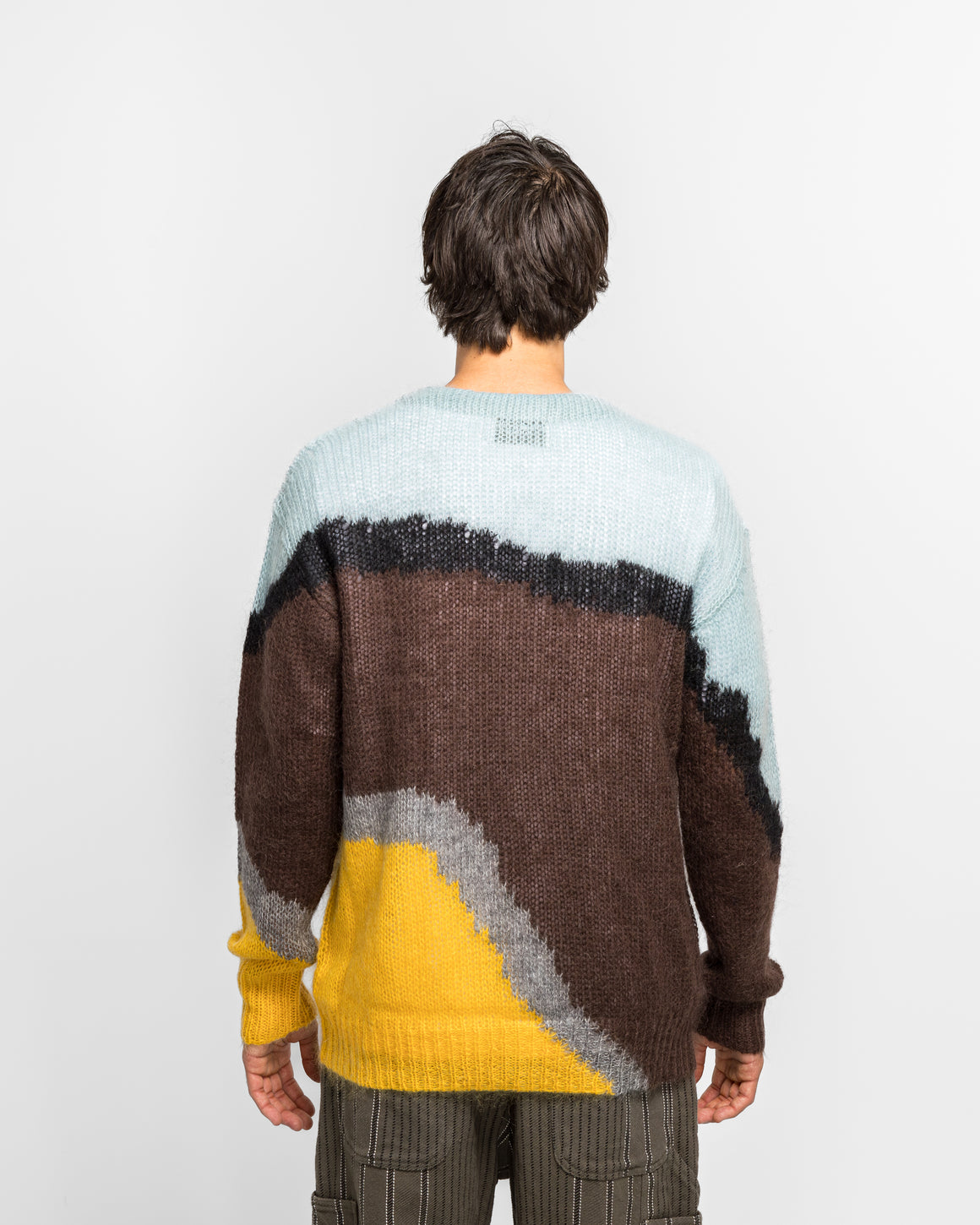 NOMARHYTHM TEXTILE - Multi-Colour Mohair Cardigan - Brown/Light Blue - UP THERE