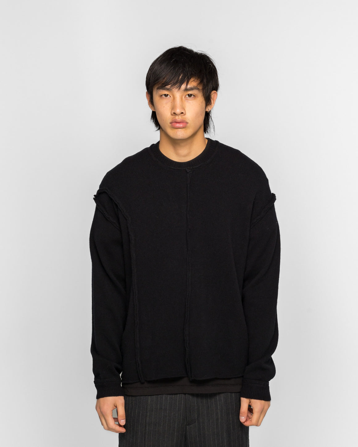 NOMARHYTHM TEXTILE - Patchwork Cut-Off Sweater - Black - UP THERE