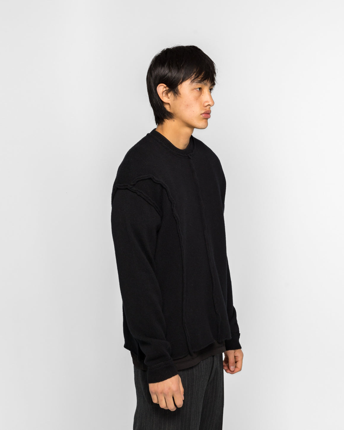 NOMARHYTHM TEXTILE - Patchwork Cut-Off Sweater - Black - UP THERE
