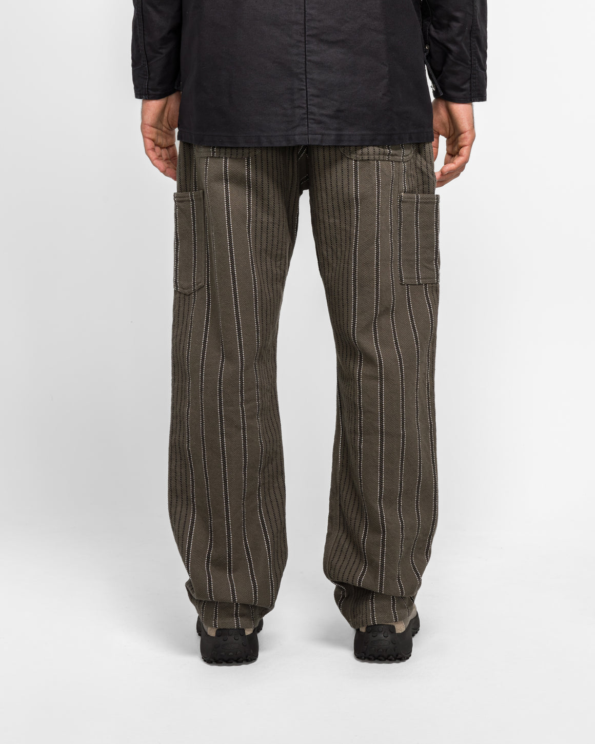 NOMARHYTHM TEXTILE - Stripe Double Knee Work Pants - Grey - UP THERE