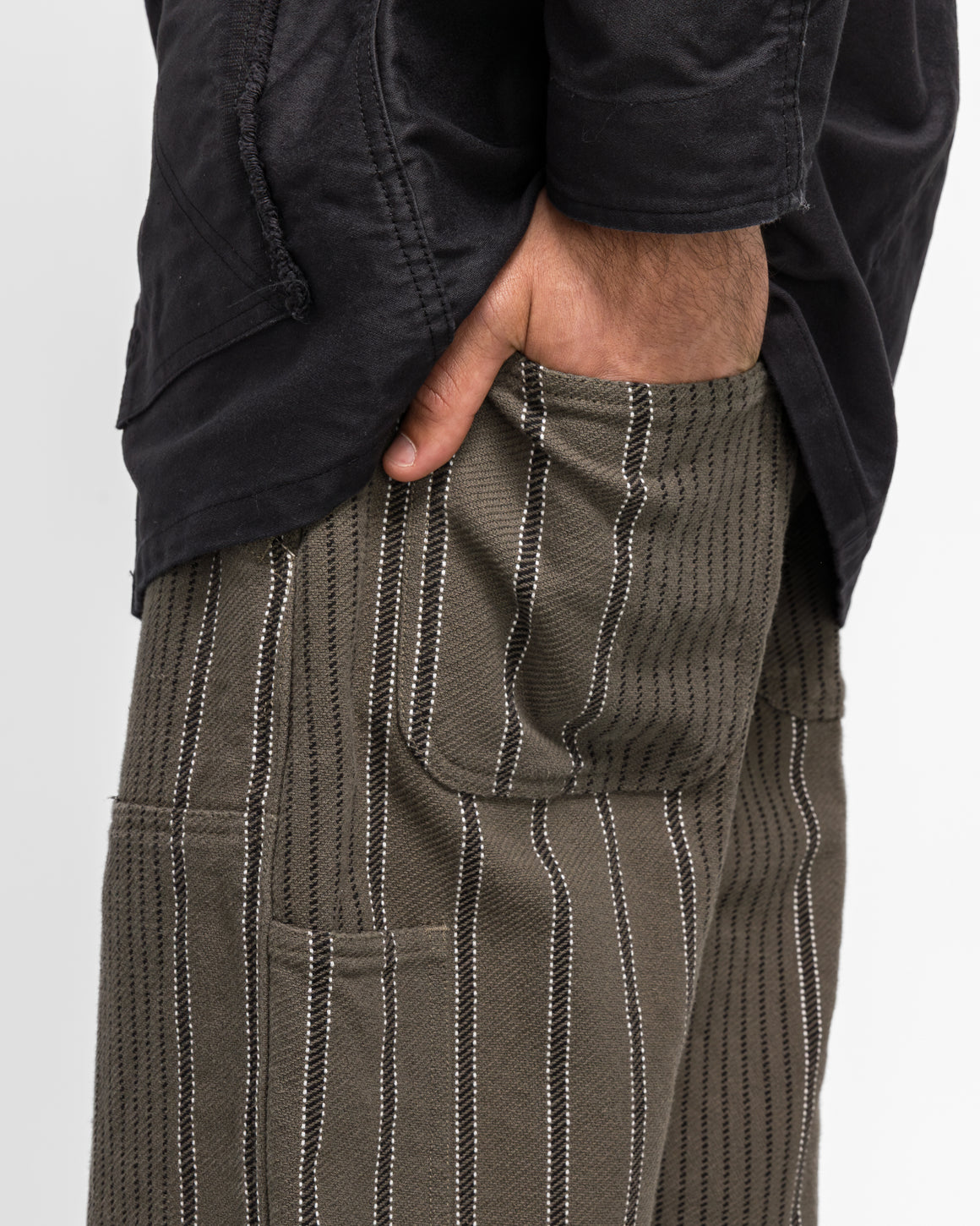 NOMARHYTHM TEXTILE - Stripe Double Knee Work Pants - Grey - UP THERE