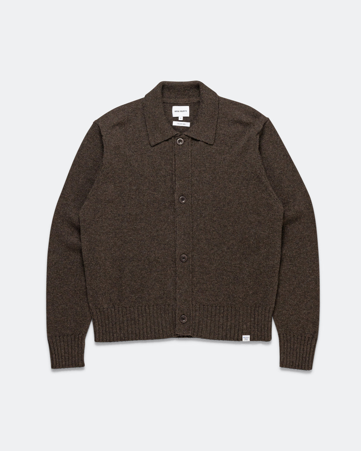 Norse Projects - Anholt Lambswool Cardigan - Heathland Brown - UP THERE