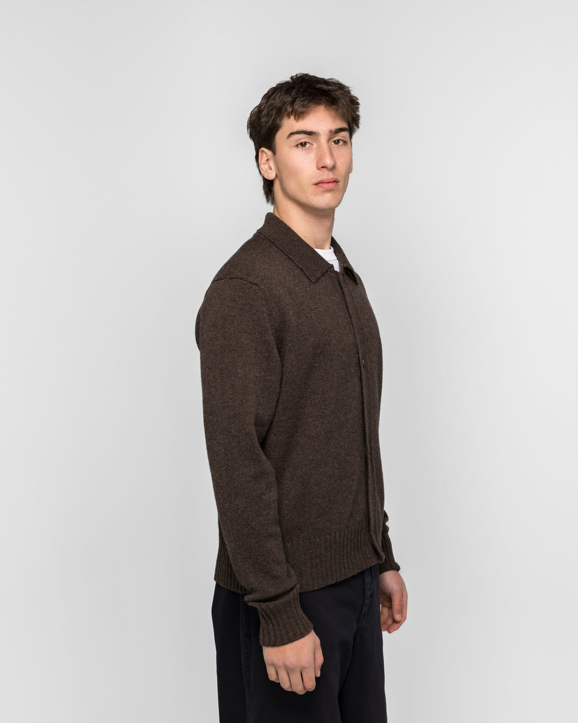Norse Projects - Anholt Lambswool Cardigan - Heathland Brown - UP THERE