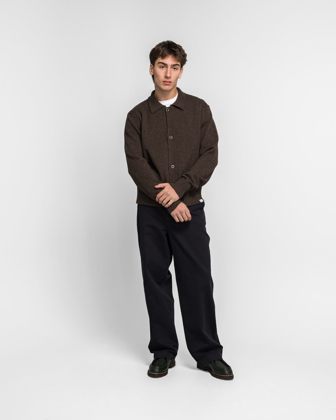 Norse Projects - Anholt Lambswool Cardigan - Heathland Brown - UP THERE