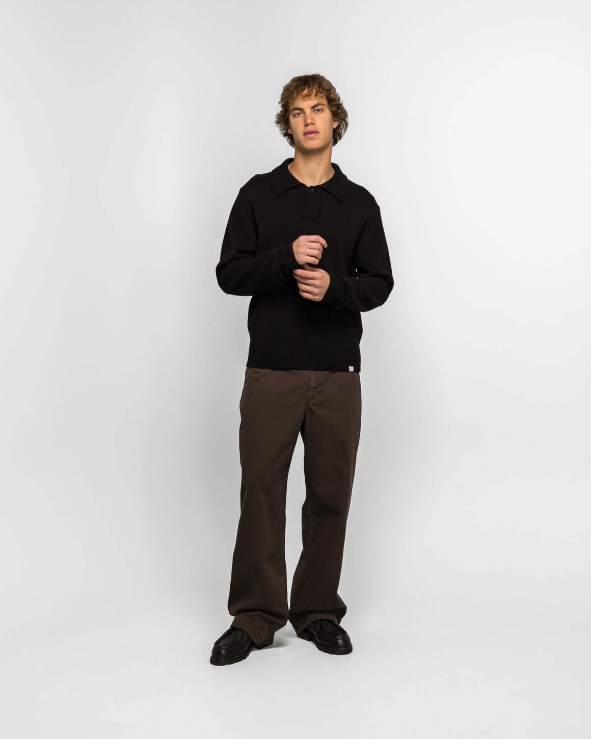 Norse Projects - Anholt Merino Lambswool Polo - Black - UP THERE