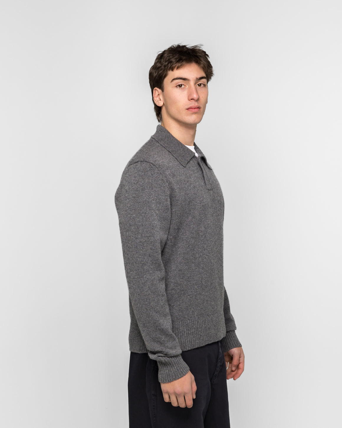 Norse Projects - Anholt Merino Lambswool Polo - Grey Melange - UP THERE
