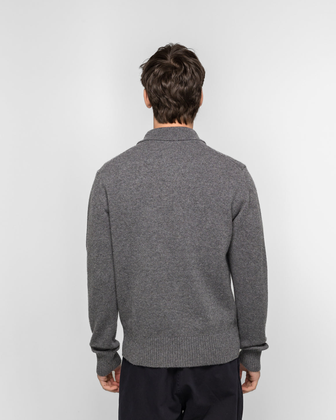 Norse Projects - Anholt Merino Lambswool Polo - Grey Melange - UP THERE