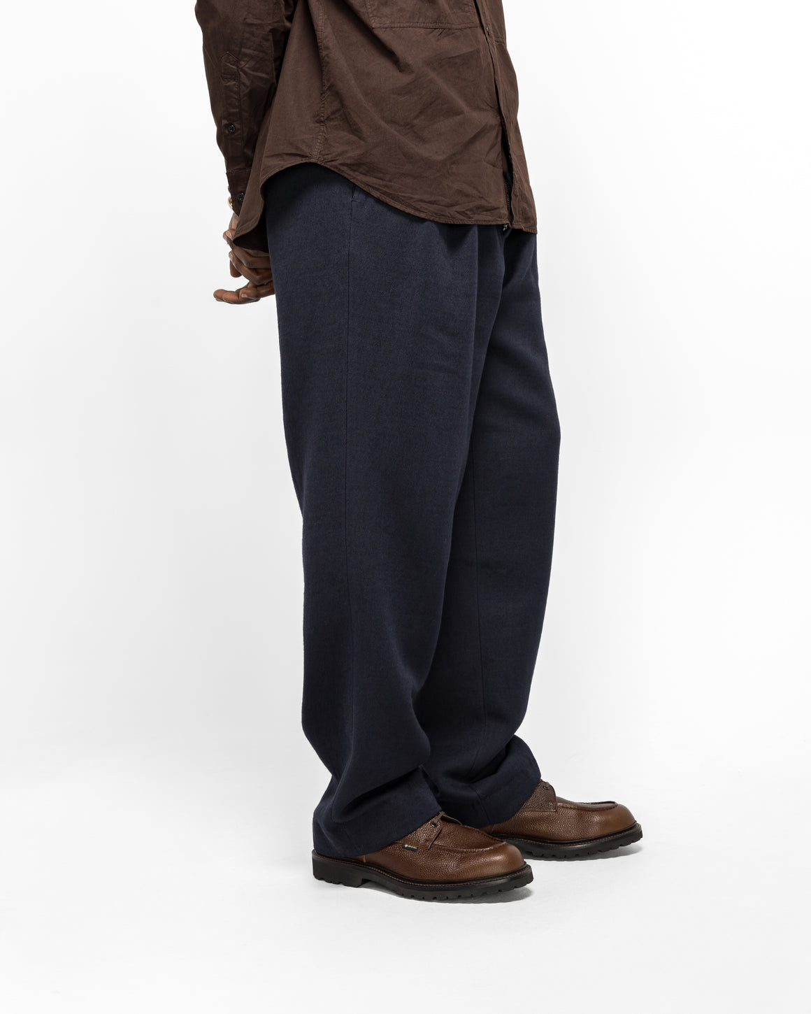 Norse Projects - Benn Relaxed Cavalry Cotton Wool Pleated Trouser - Dark Navy - UP THERE