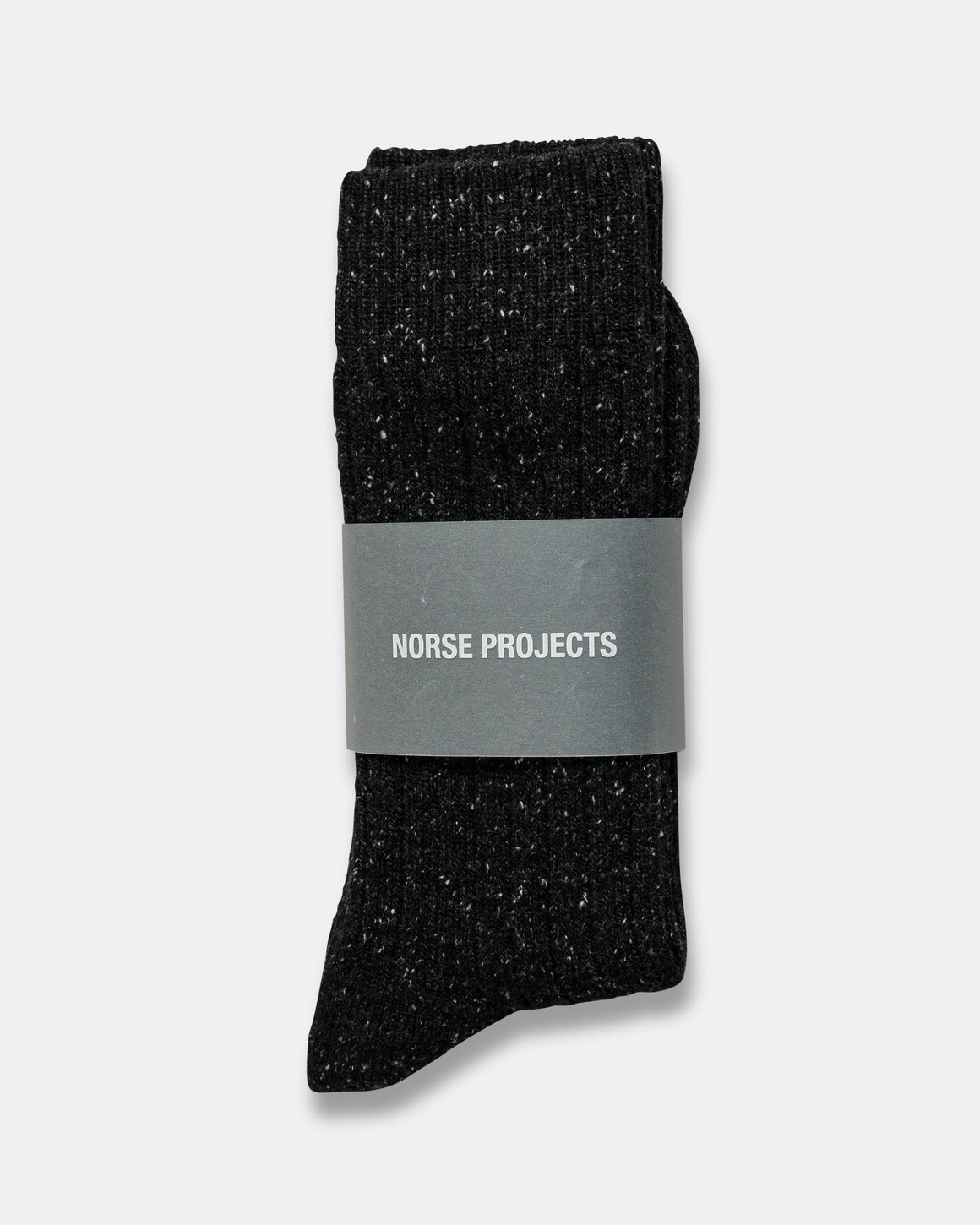 Norse Projects - Bjarki Neps Wool Rib Sock - Charcoal Melange - UP THERE
