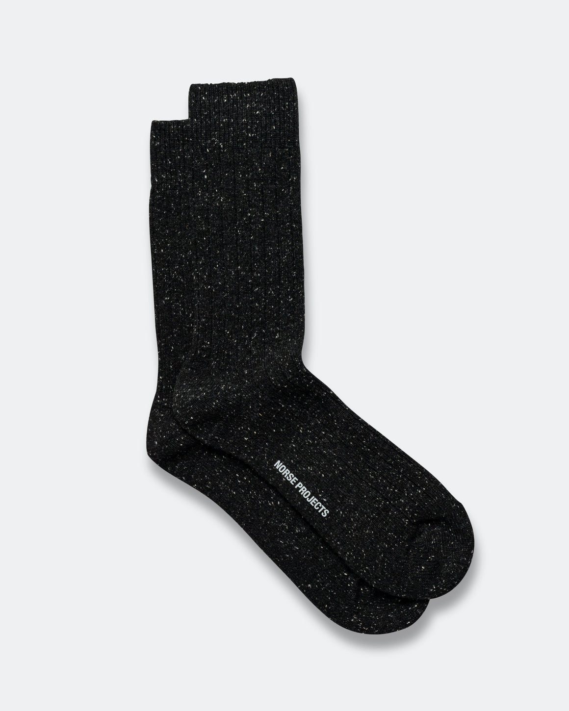 Norse Projects - Bjarki Neps Wool Rib Sock - Charcoal Melange - UP THERE