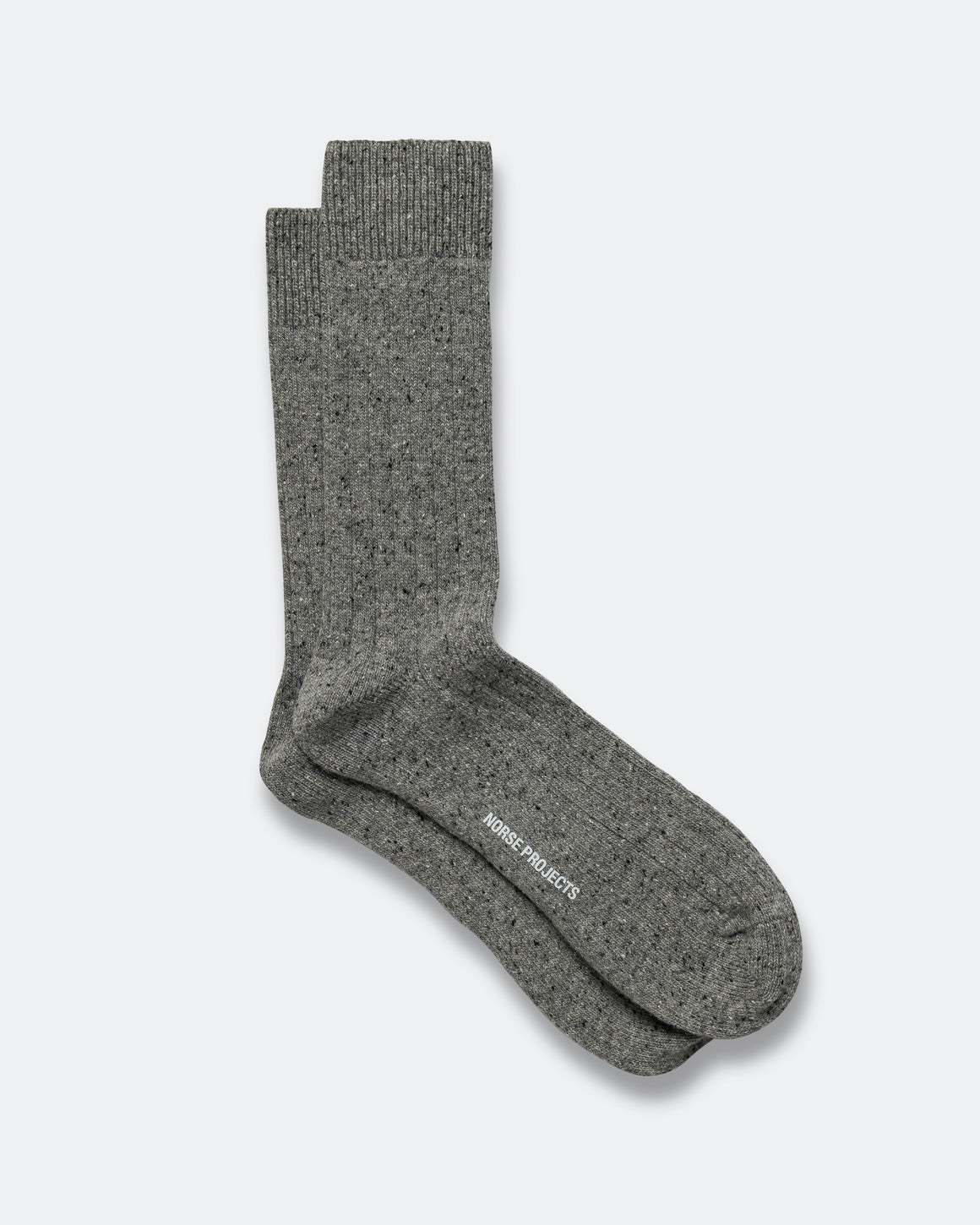 Norse Projects - Bjarki Neps Wool Rib Sock - Grey Melange - UP THERE