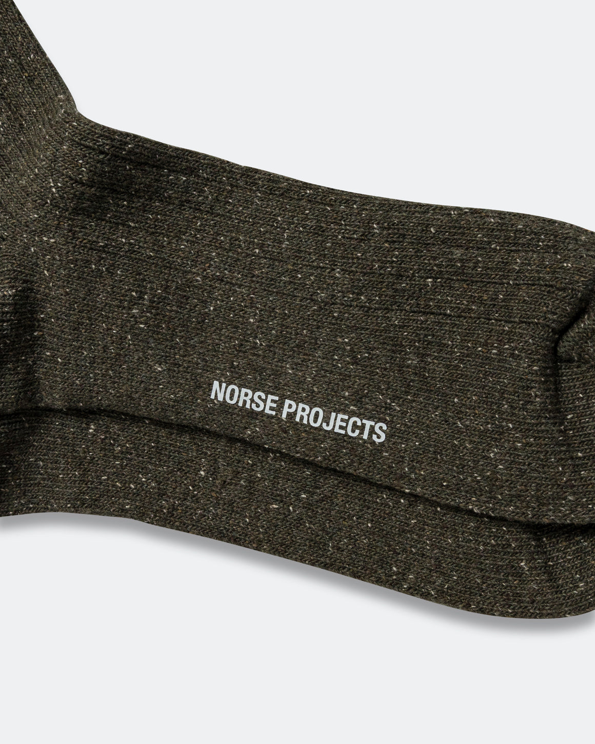 Norse Projects - Bjarki Neps Wool Rib Sock - Olive Night - UP THERE