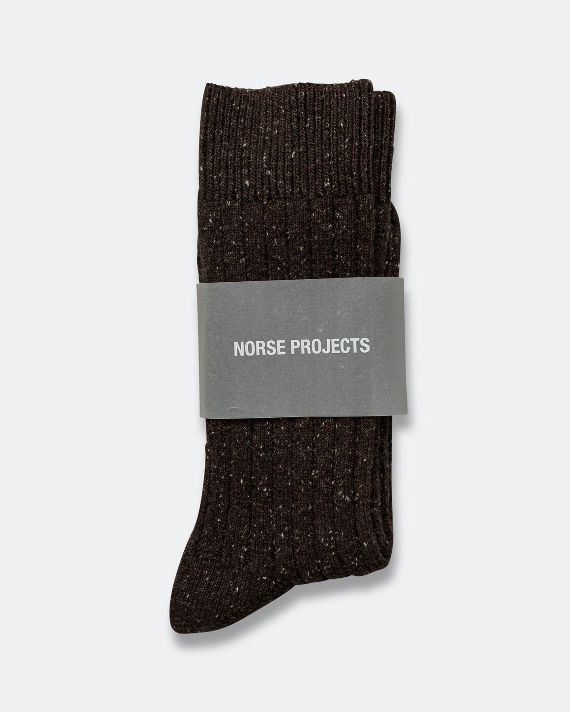 Norse Projects - Bjarki Neps Wool Rib Sock - Seal Brown - UP THERE