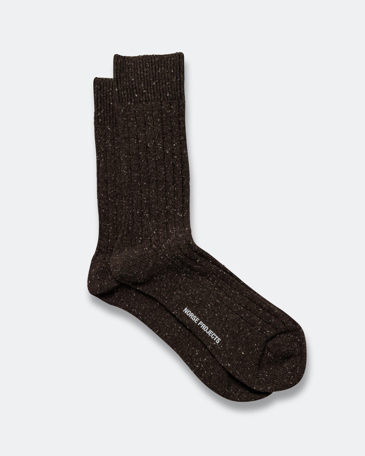 Norse Projects - Bjarki Neps Wool Rib Sock - Seal Brown - UP THERE